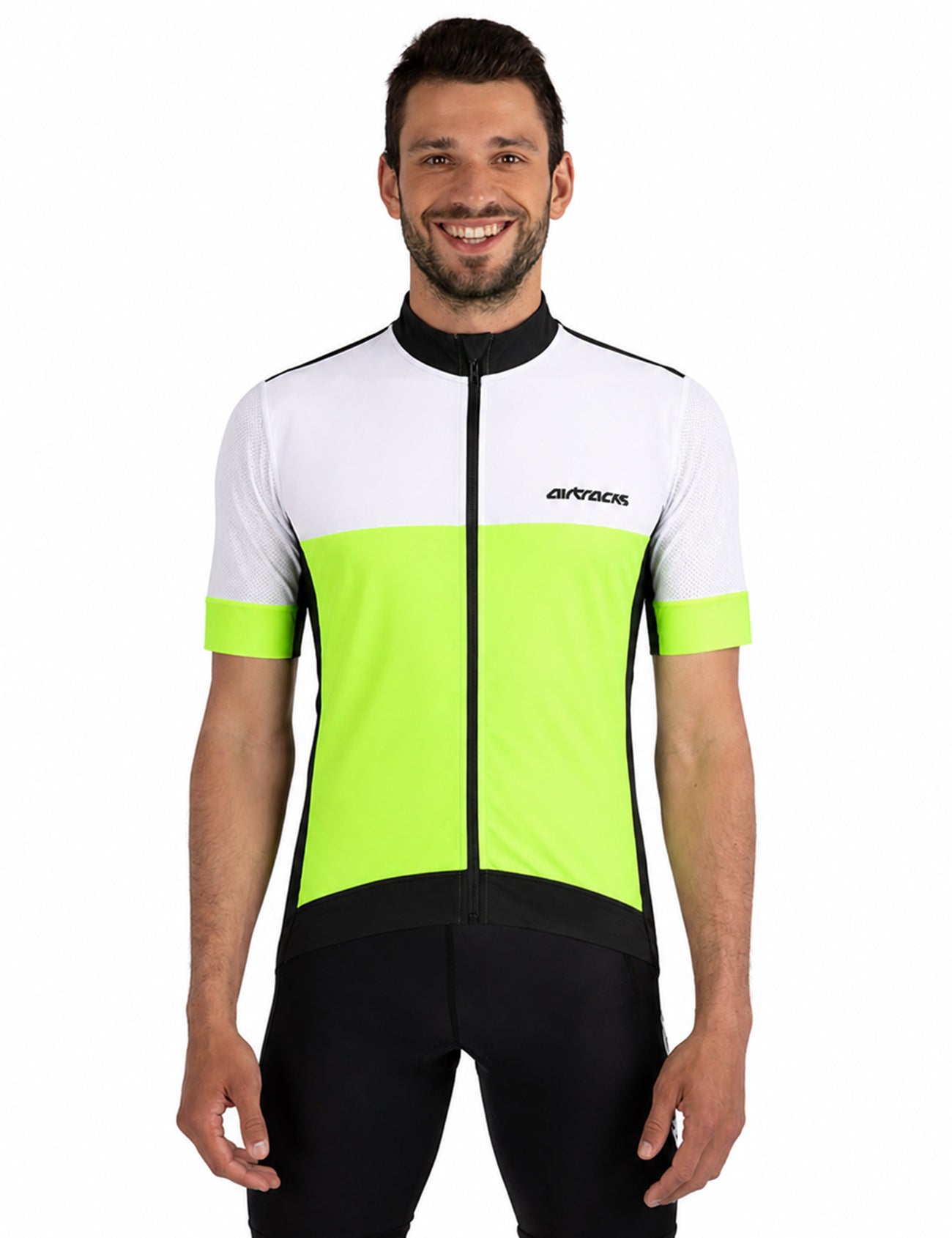 Herren Fahrradtrikot Kurzarm Radtrikot Pro Team Line III Neon Weiss