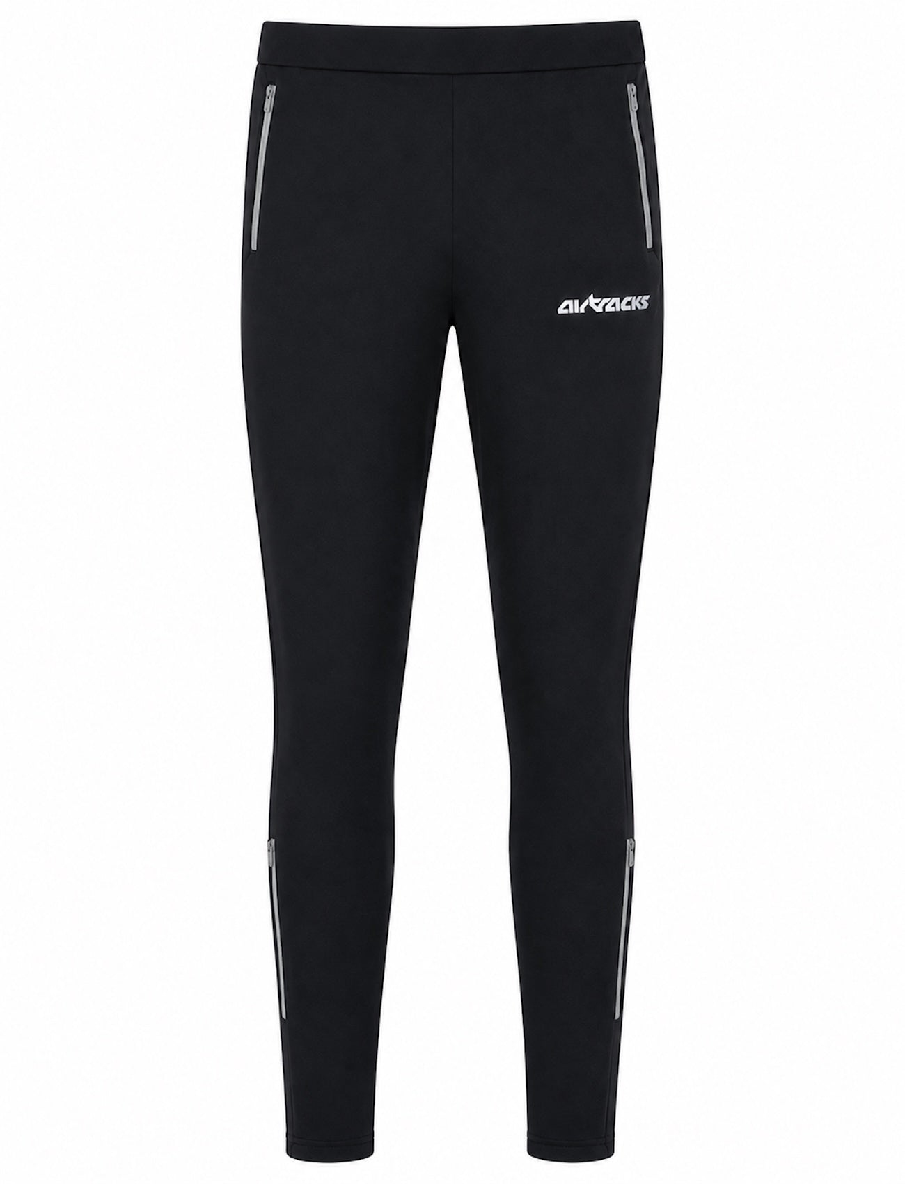 Herren Winter Thermo Laufhose Lang Pro Team Schwarz Silber