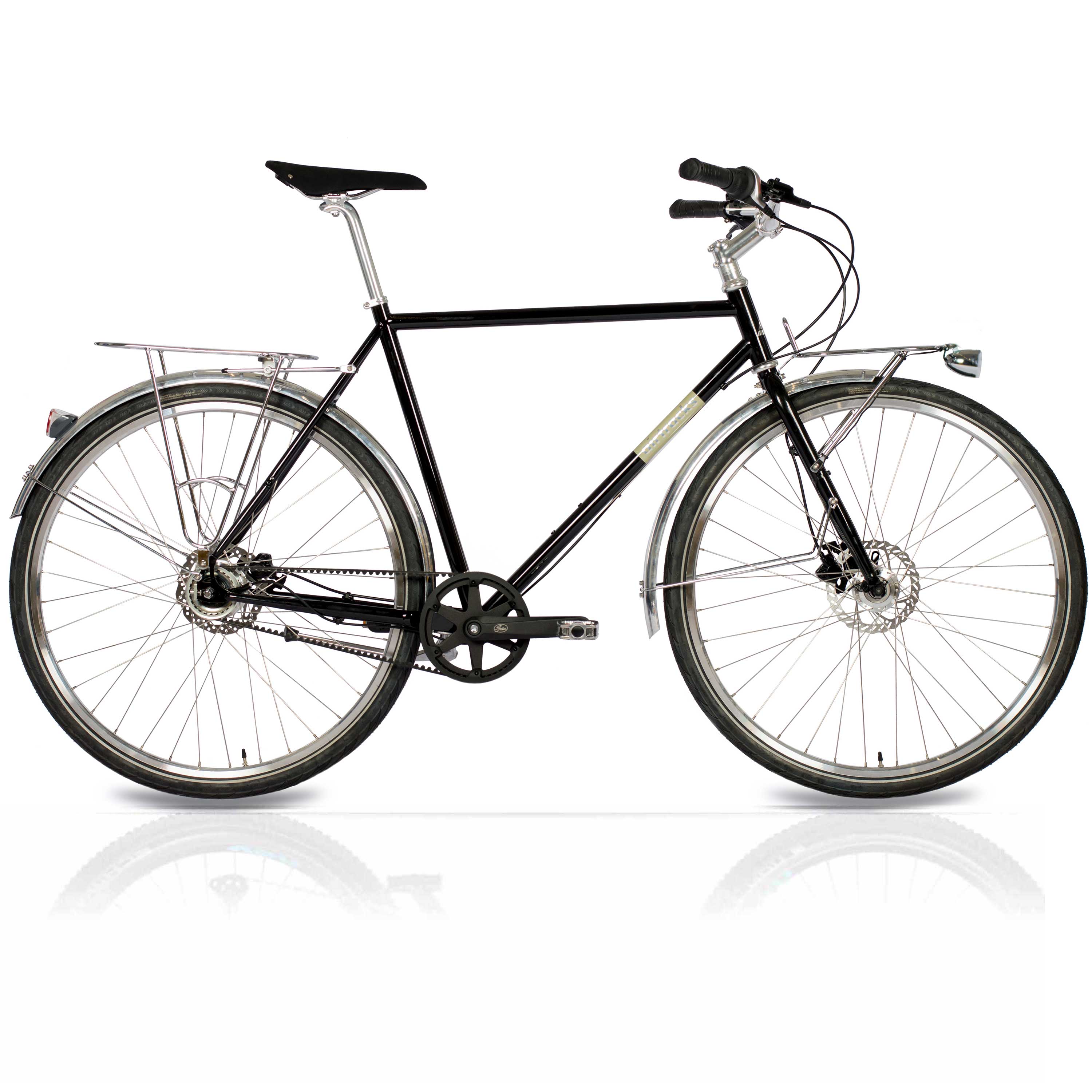 28" Herren Urban Bike City Fahrrad STREET CrMo GATES CARBON DRIVE BELT Shimano 7 x Gang NEXUS Schwarz