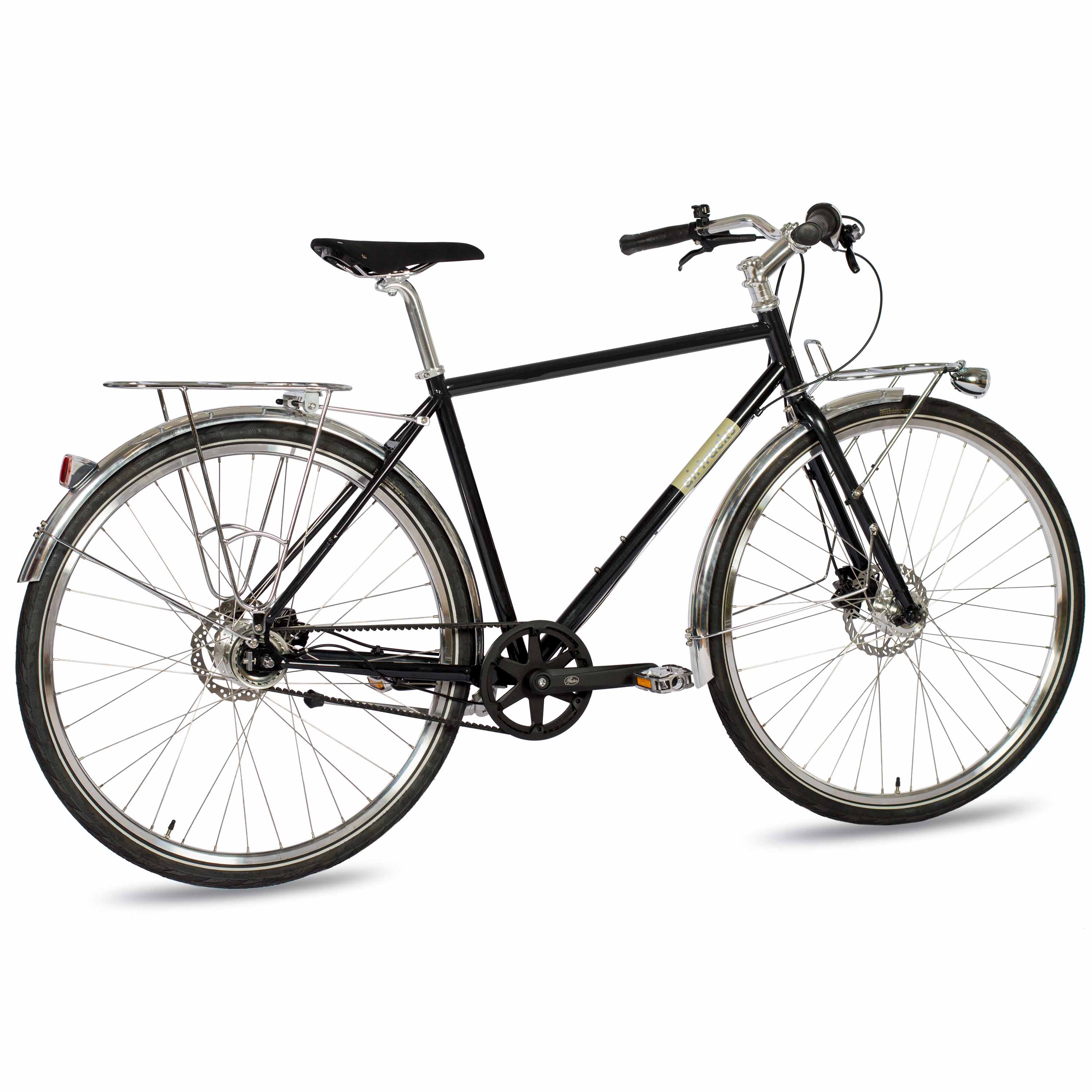28" Herren Urban Bike City Fahrrad STREET CrMo GATES CARBON DRIVE BELT Shimano 7 x Gang NEXUS Schwarz