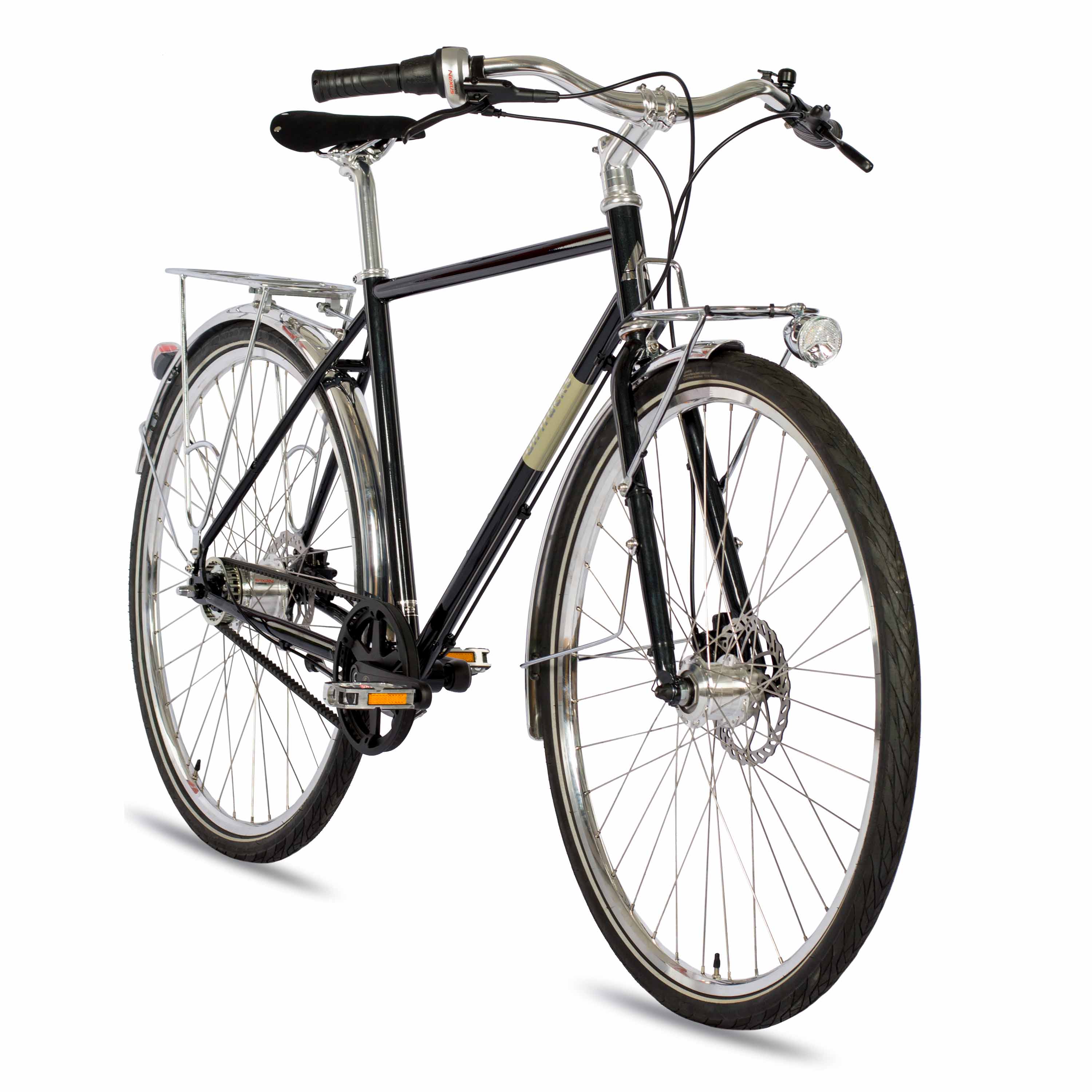 28" Herren Urban Bike City Fahrrad STREET CrMo GATES CARBON DRIVE BELT Shimano 7 x Gang NEXUS Schwarz