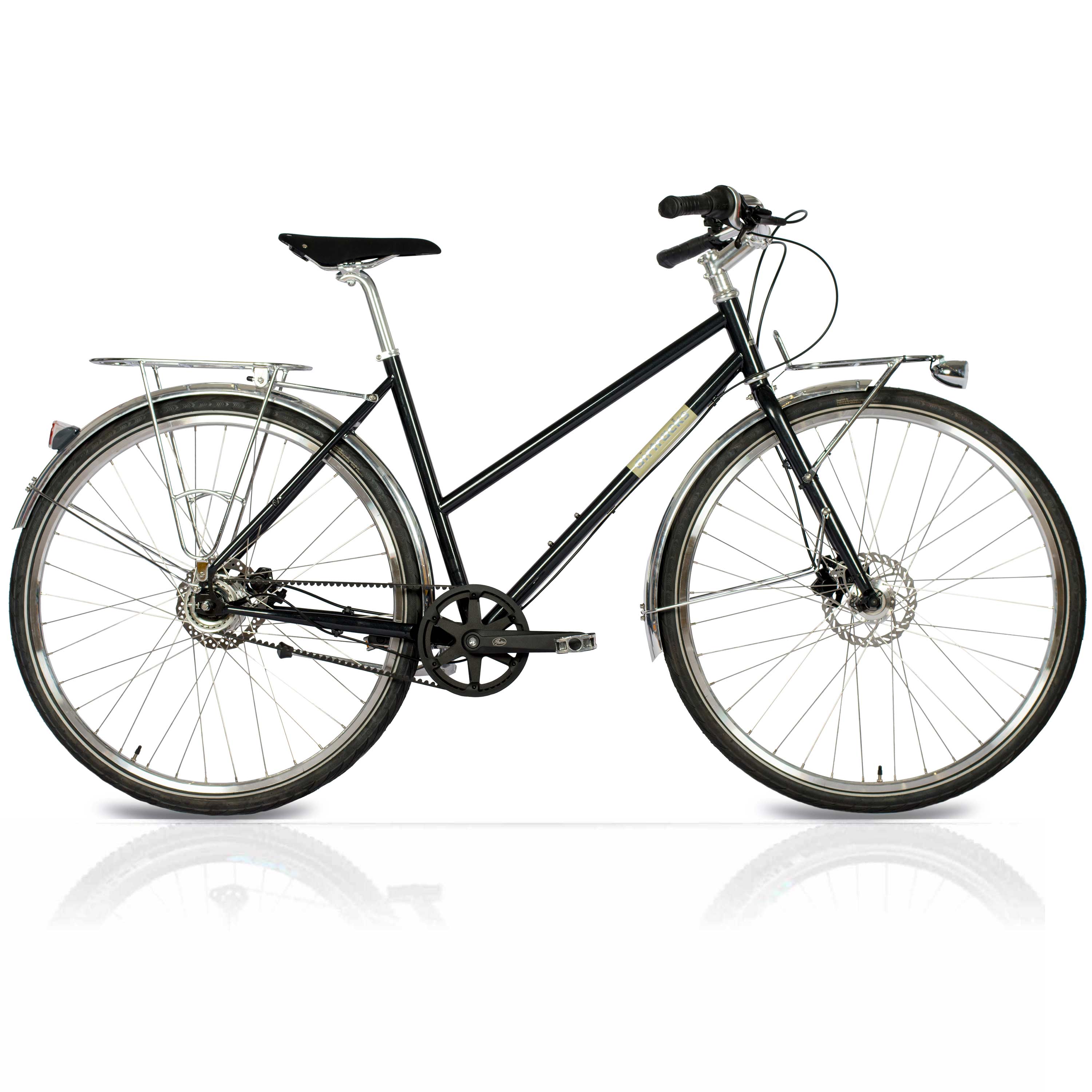28" Damen Urban Bike City Fahrrad STREET CrMo GATES CARBON DRIVE BELT Shimano 7 x Gang NEXUS Schwarz