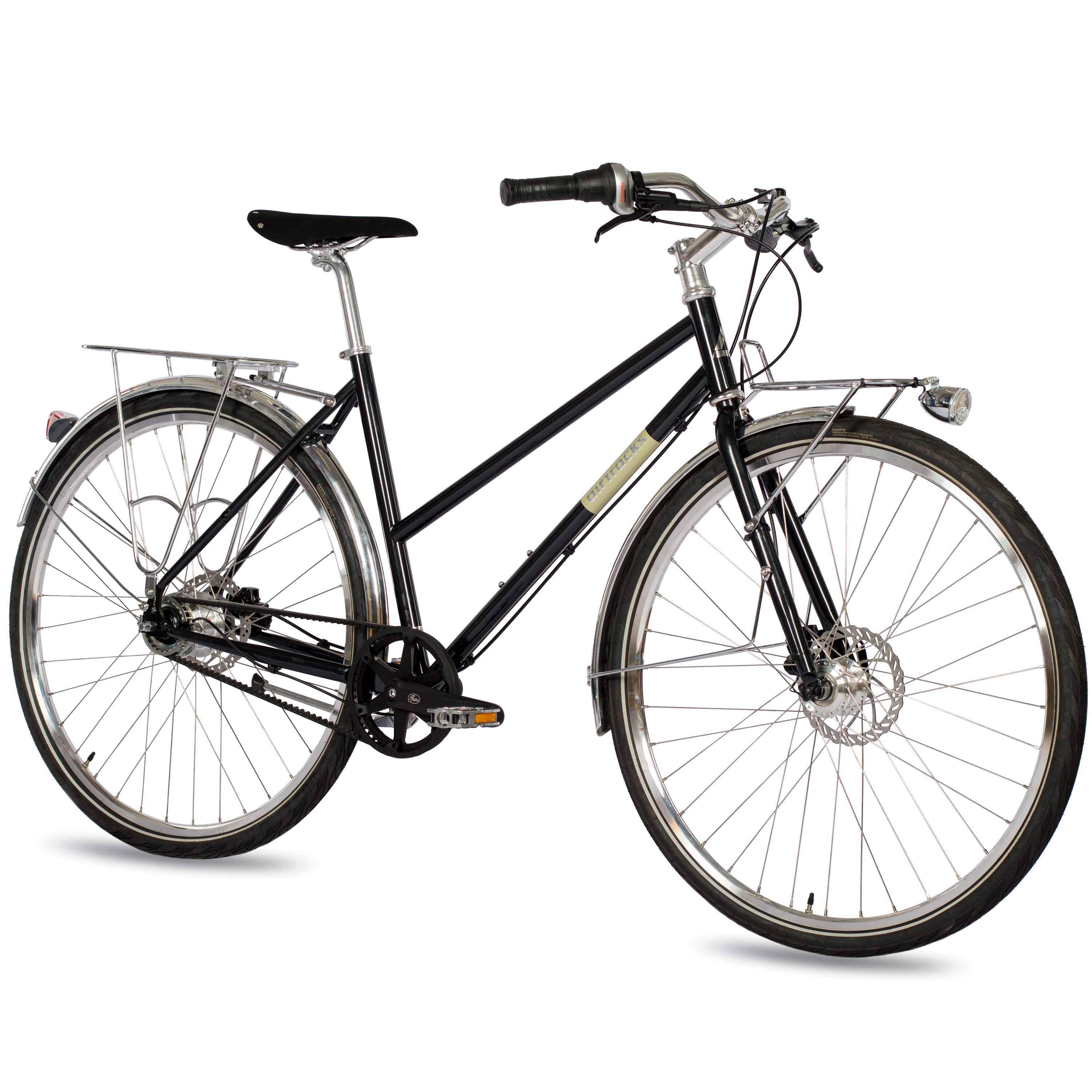 28" Damen Urban Bike City Fahrrad STREET CrMo GATES CARBON DRIVE BELT Shimano 7 x Gang NEXUS Schwarz