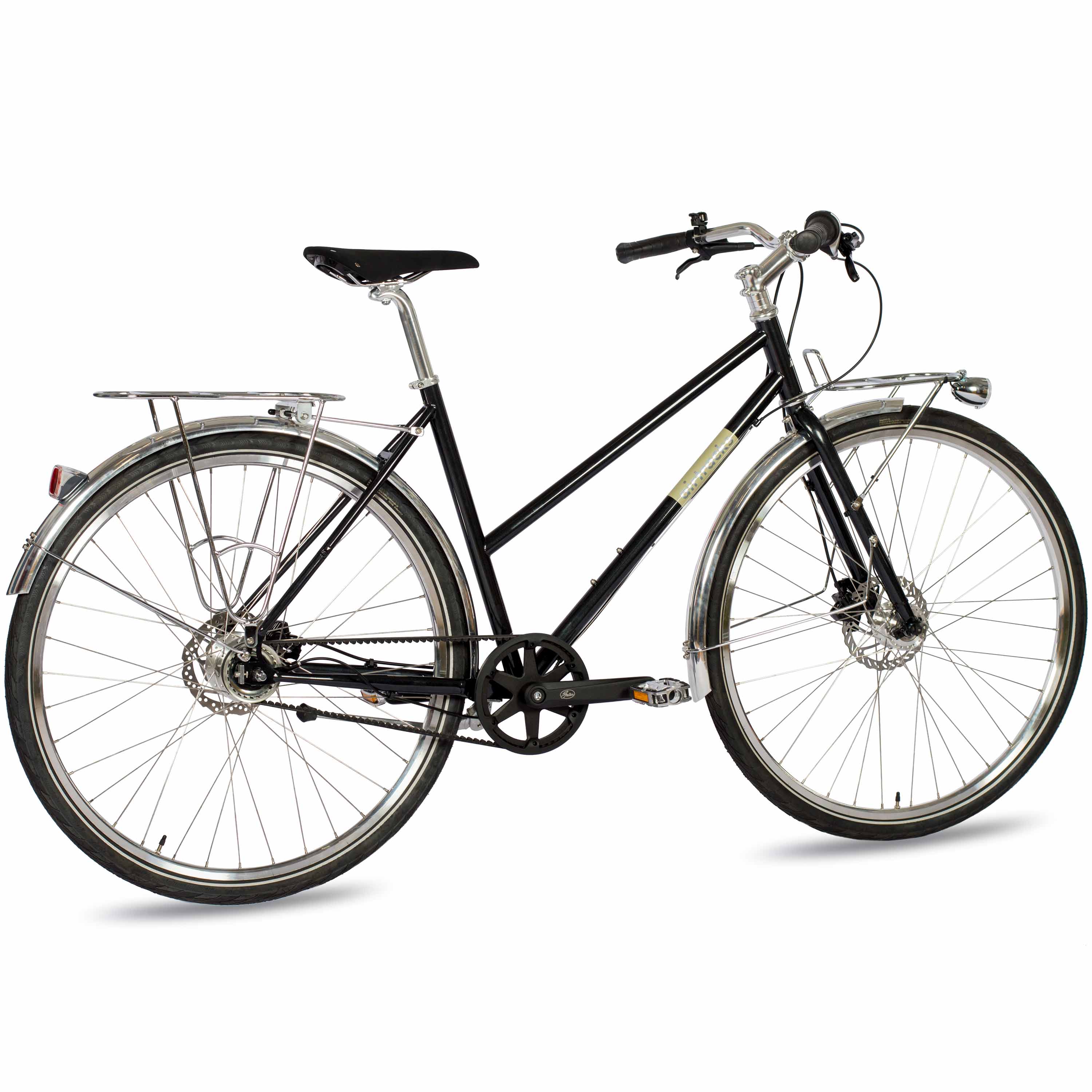 28" Damen Urban Bike City Fahrrad STREET CrMo GATES CARBON DRIVE BELT Shimano 7 x Gang NEXUS Schwarz