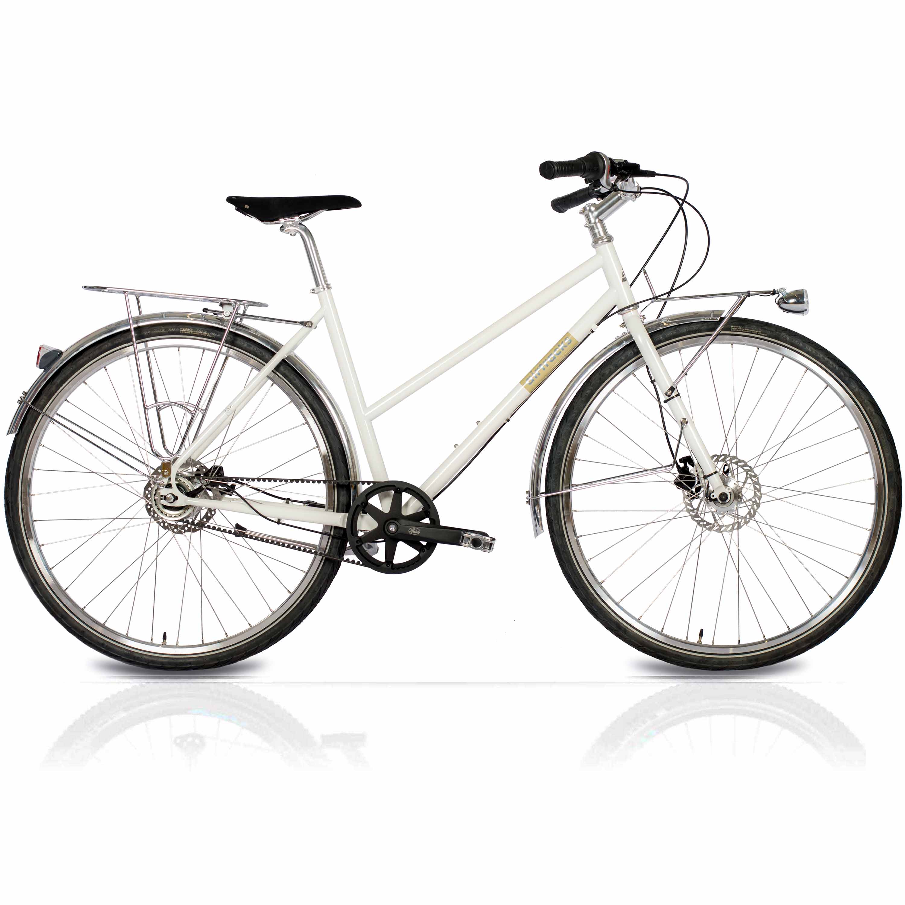 28" Damen Urban Bike City Fahrrad STREET CrMo GATES CARBON DRIVE BELT Shimano 7 x Gang NEXUS Weiß