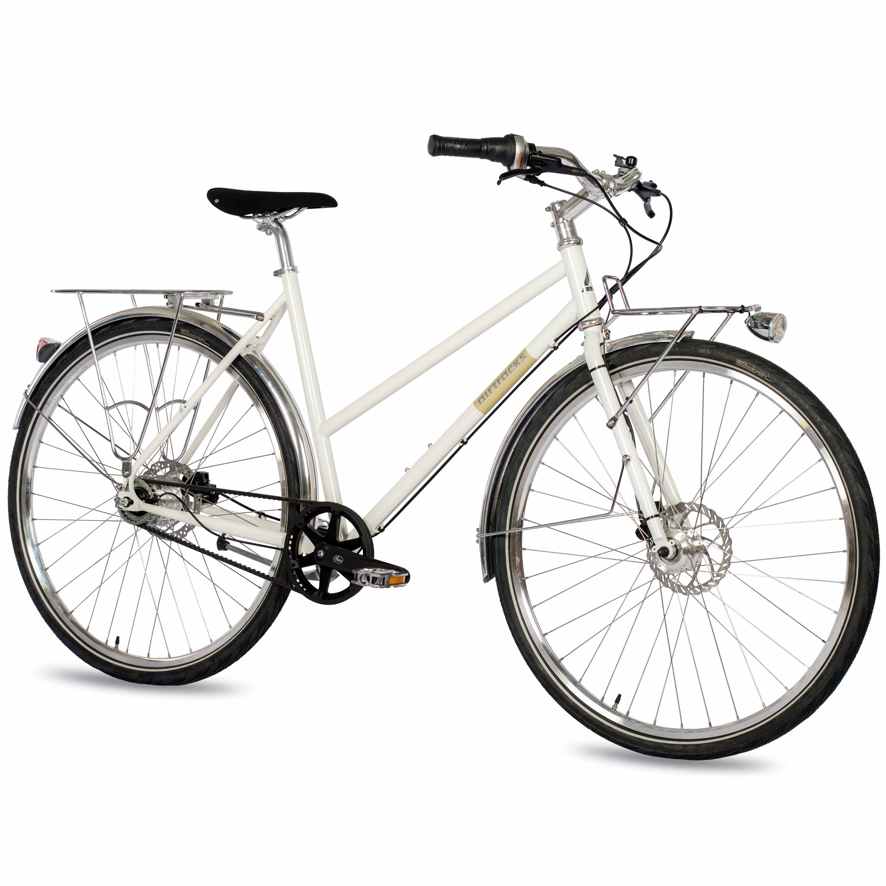 28" Damen Urban Bike City Fahrrad STREET CrMo GATES CARBON DRIVE BELT Shimano 7 x Gang NEXUS Weiß