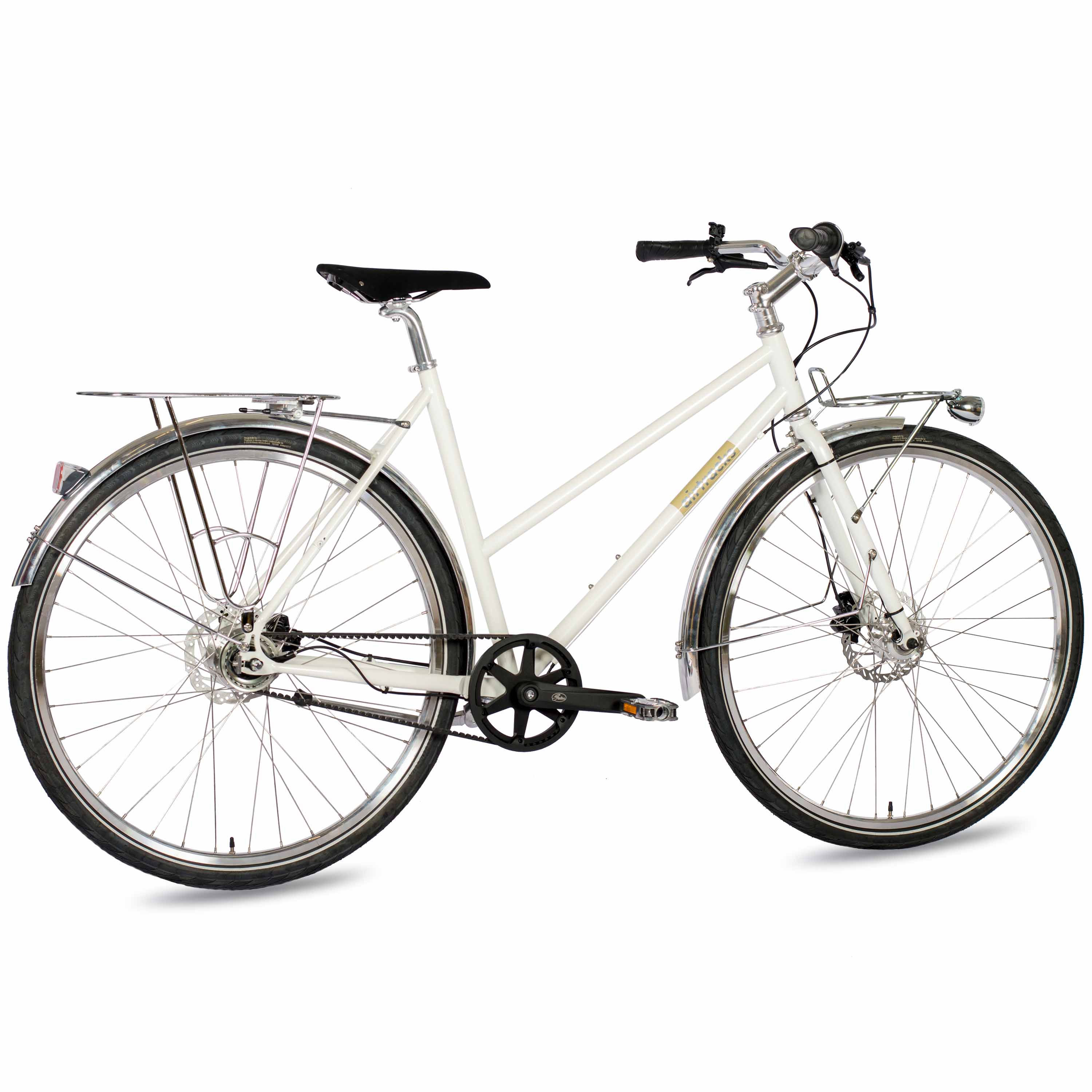 28" Damen Urban Bike City Fahrrad STREET CrMo GATES CARBON DRIVE BELT Shimano 7 x Gang NEXUS Weiß