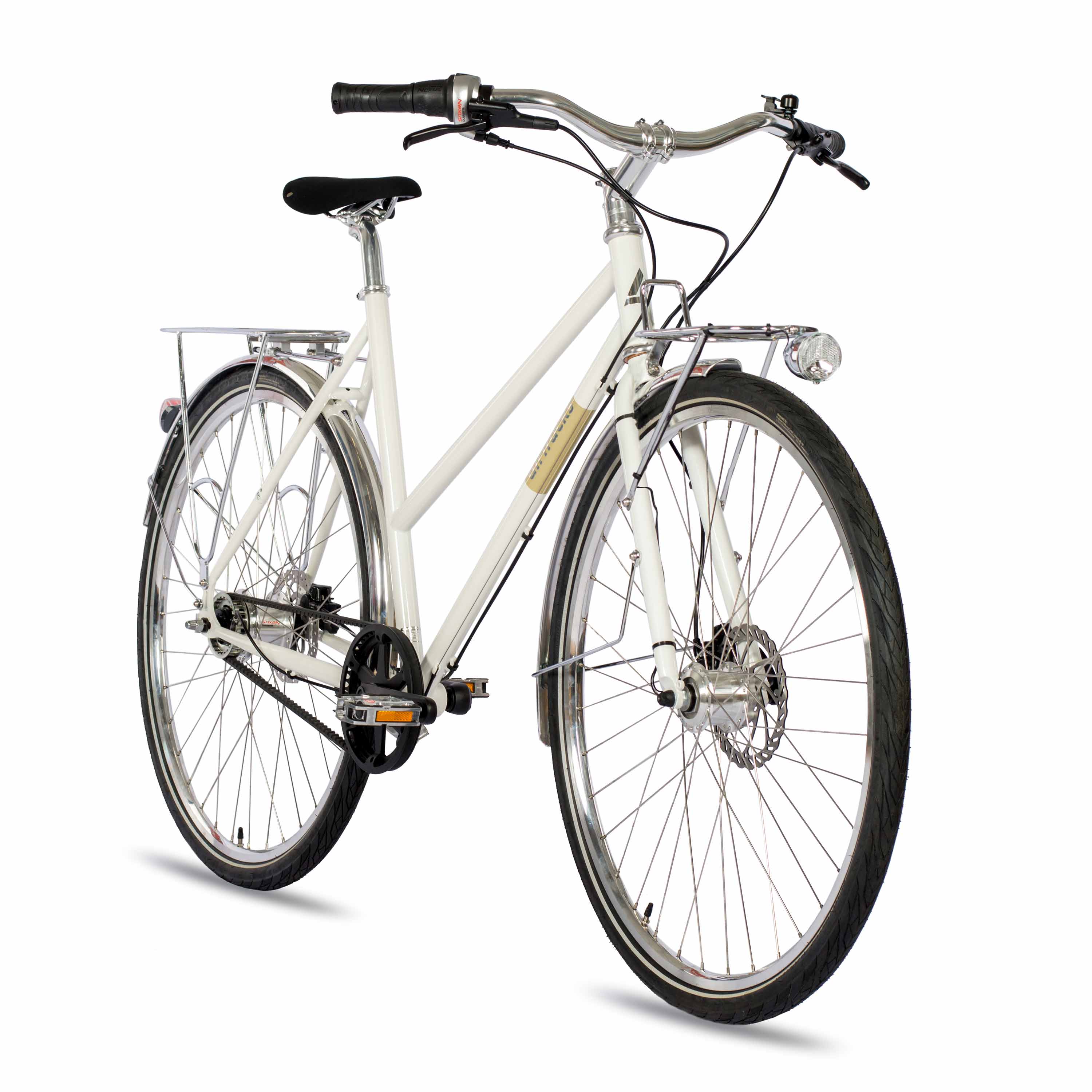 28" Damen Urban Bike City Fahrrad STREET CrMo GATES CARBON DRIVE BELT Shimano 7 x Gang NEXUS Weiß