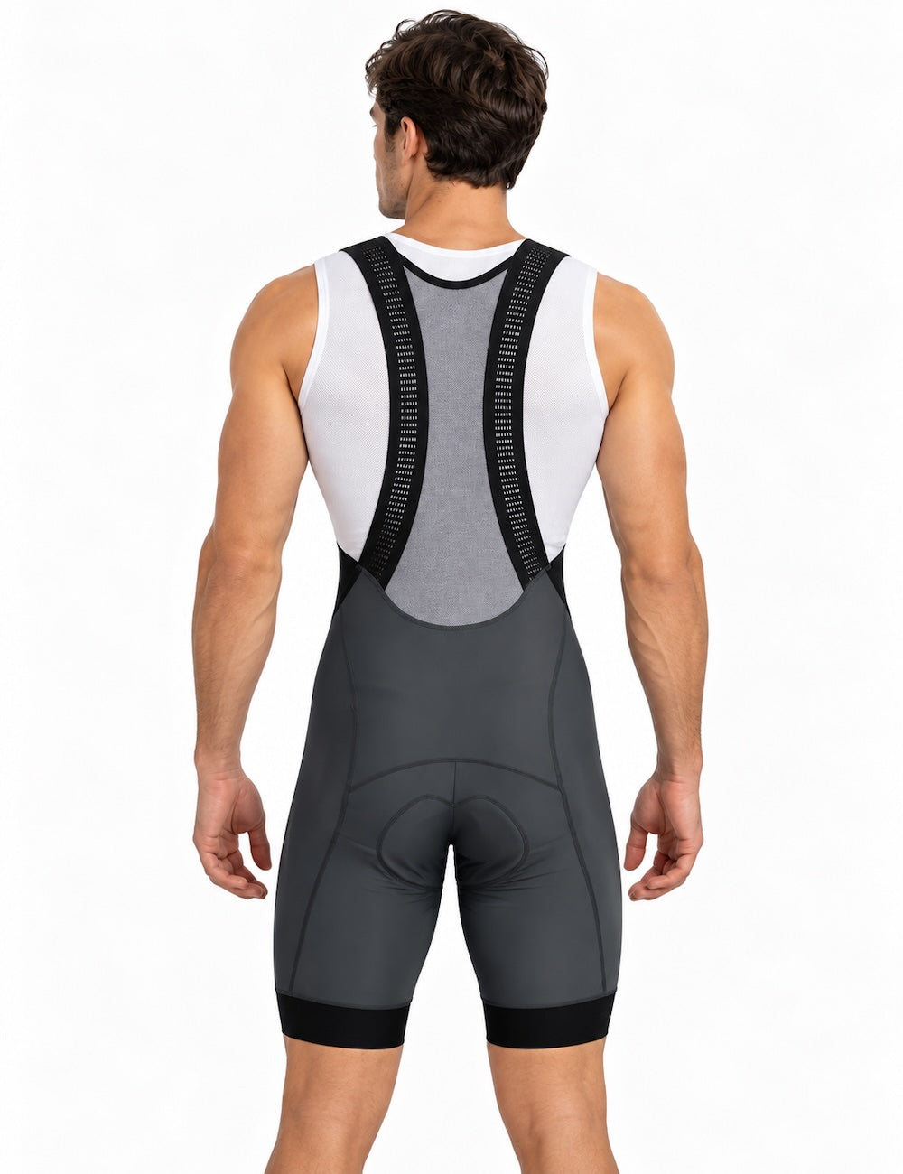Herren Fahrradhose Kurz Radhose mit Trägern Trägerhose Pro Team Line Grau