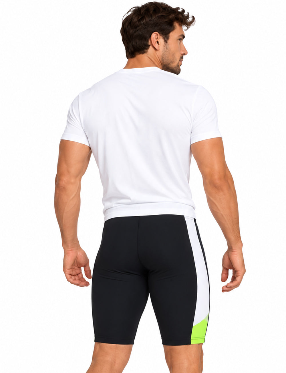 Pantalon de course masculin court néon noir