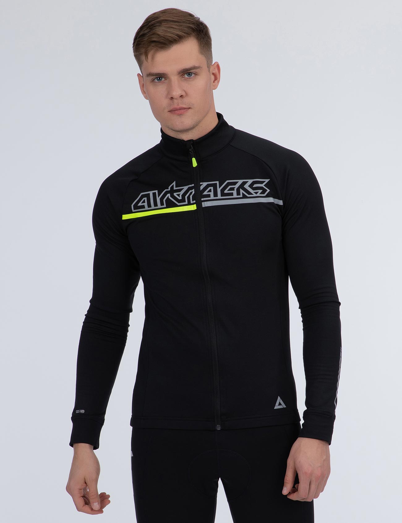 Herren Thermoradtrikot Set (2-tlg.) Pro Team Fahrradtrikot Langarm+Trägerhose Lang Schwarz Grau