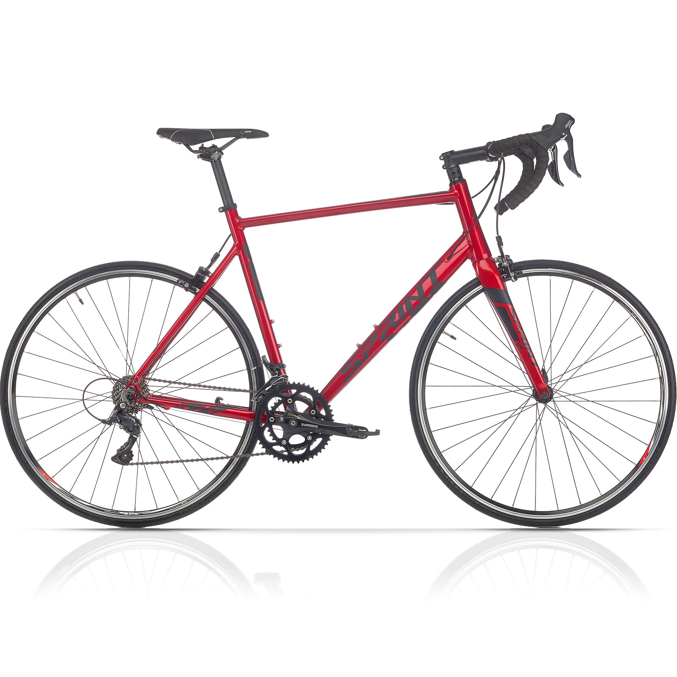 28" Herren Rennrad SPRINT MONZA ELITE Fahrrad CARBON GABEL 2 x 9 Gang SHIMANO SORA RD-R3000 Red / Gloss