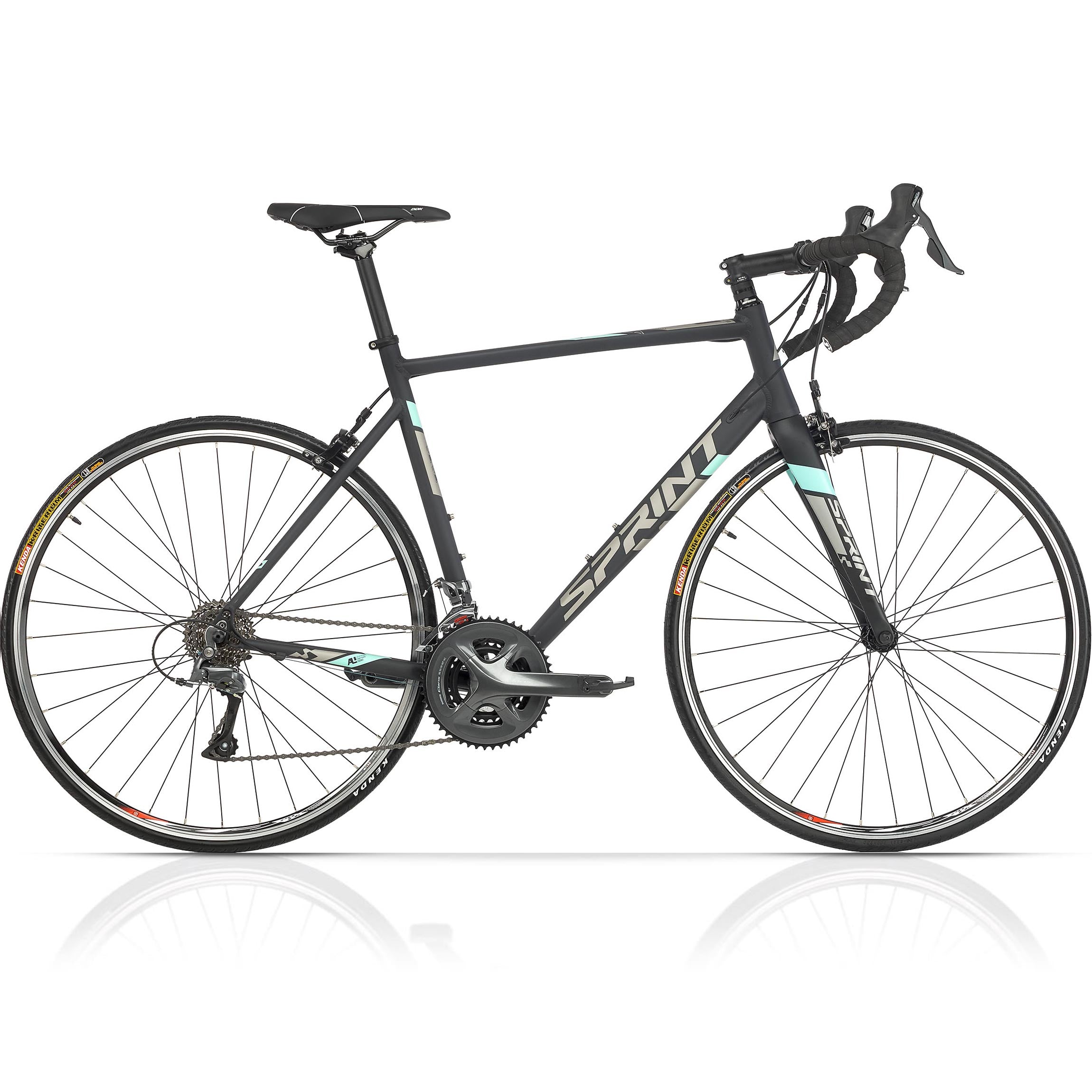 28" Men's Road Bike SPRINT MONZA RACE Bicycle CARBON FORK 2 x 8 Speed SHIMANO CLARIS RD-R2000 Black / Grey