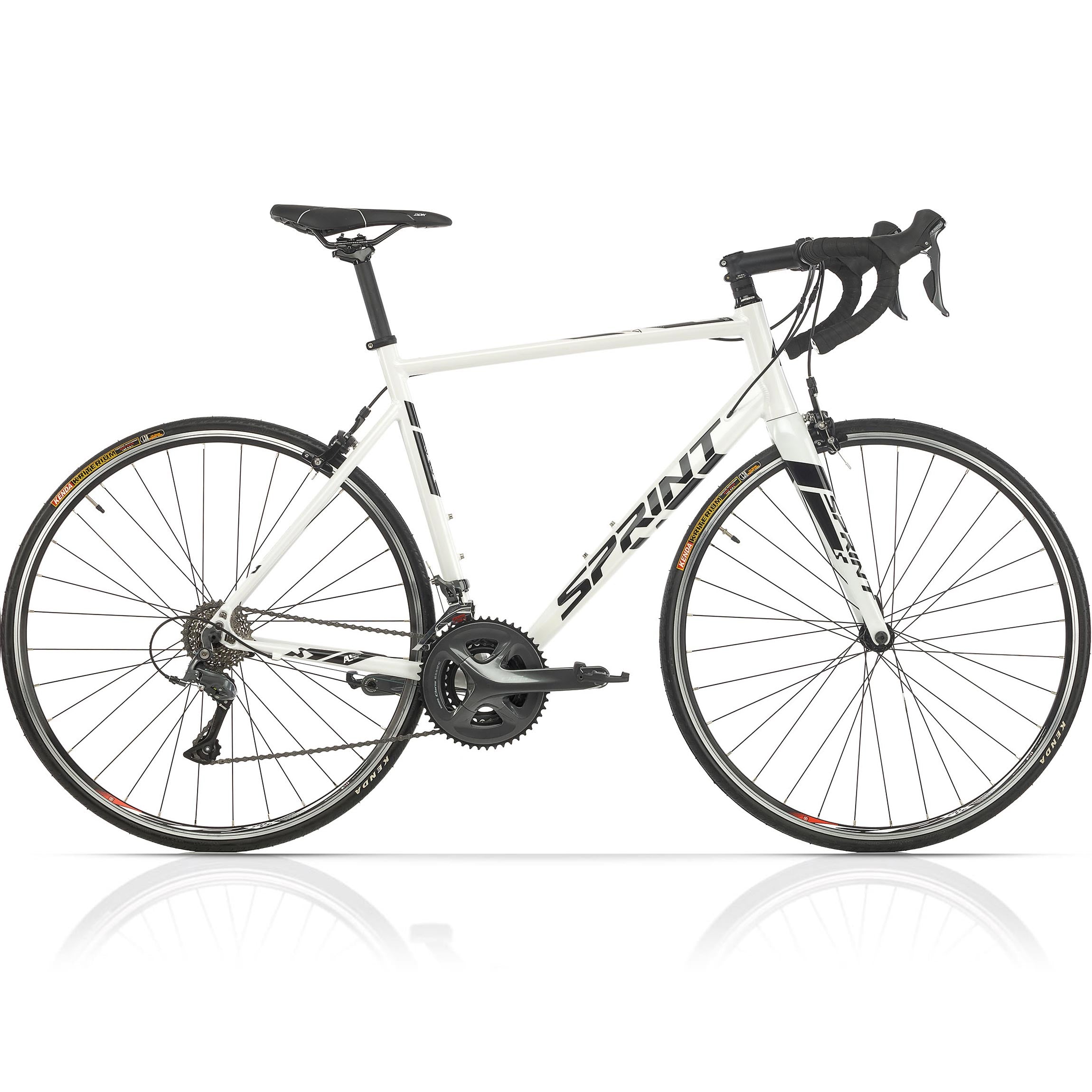 28"Bicicletta da corsa uomo SPRINT MONZA RACE con forcella in carbonio, cambio Shimano Claris RD-R2000 2 x 8 velocità, bianco/nero