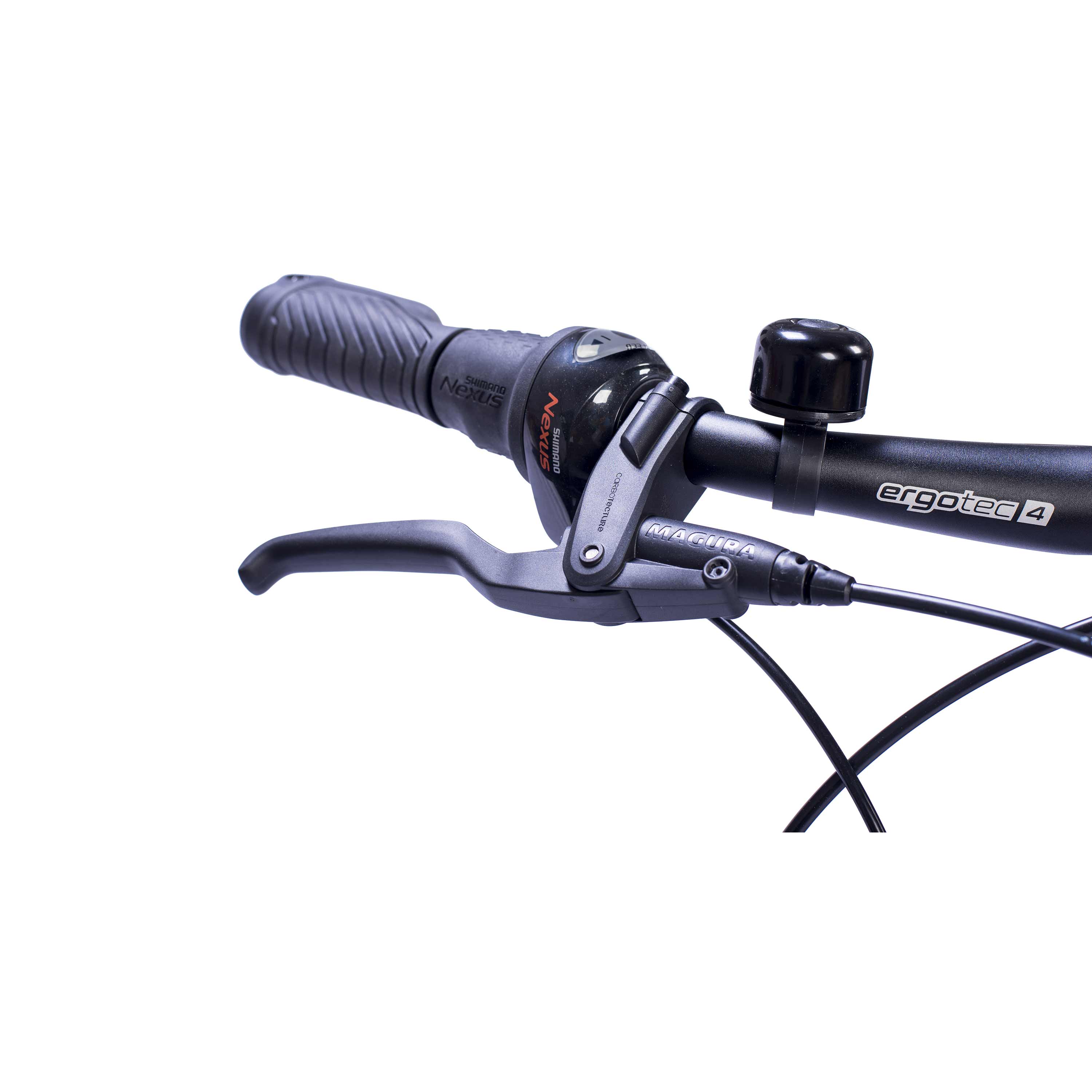 28" Bicicleta eléctrica de ciudad V-Tron RACK BOSCH ACTIVE LINE PLUS 400 Wh 7 velocidades SHIMANO NEXUS freno de contrapedal trasero