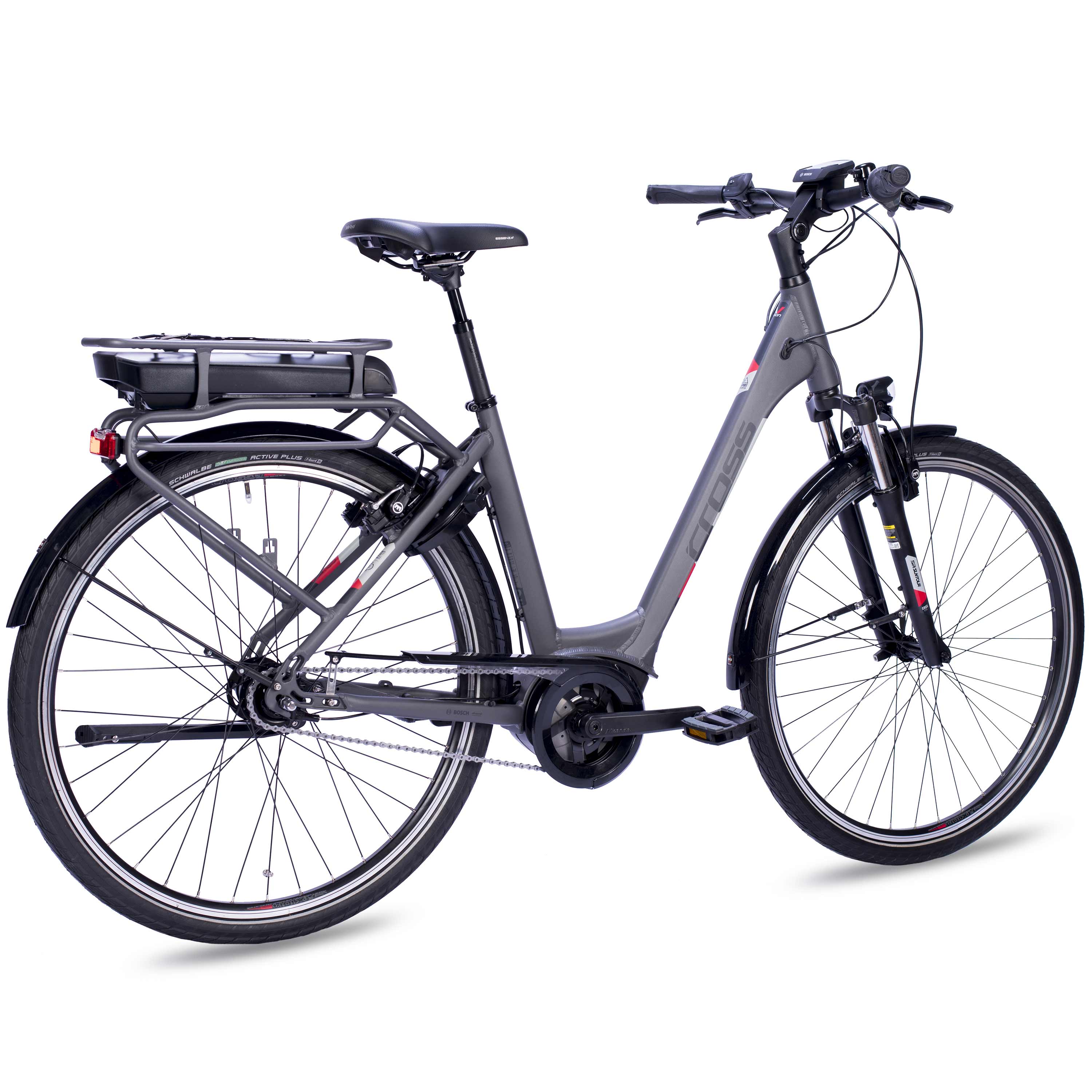 28" Bicicleta eléctrica de ciudad V-Tron RACK BOSCH ACTIVE LINE PLUS 400 Wh 7 velocidades SHIMANO NEXUS freno de contrapedal trasero