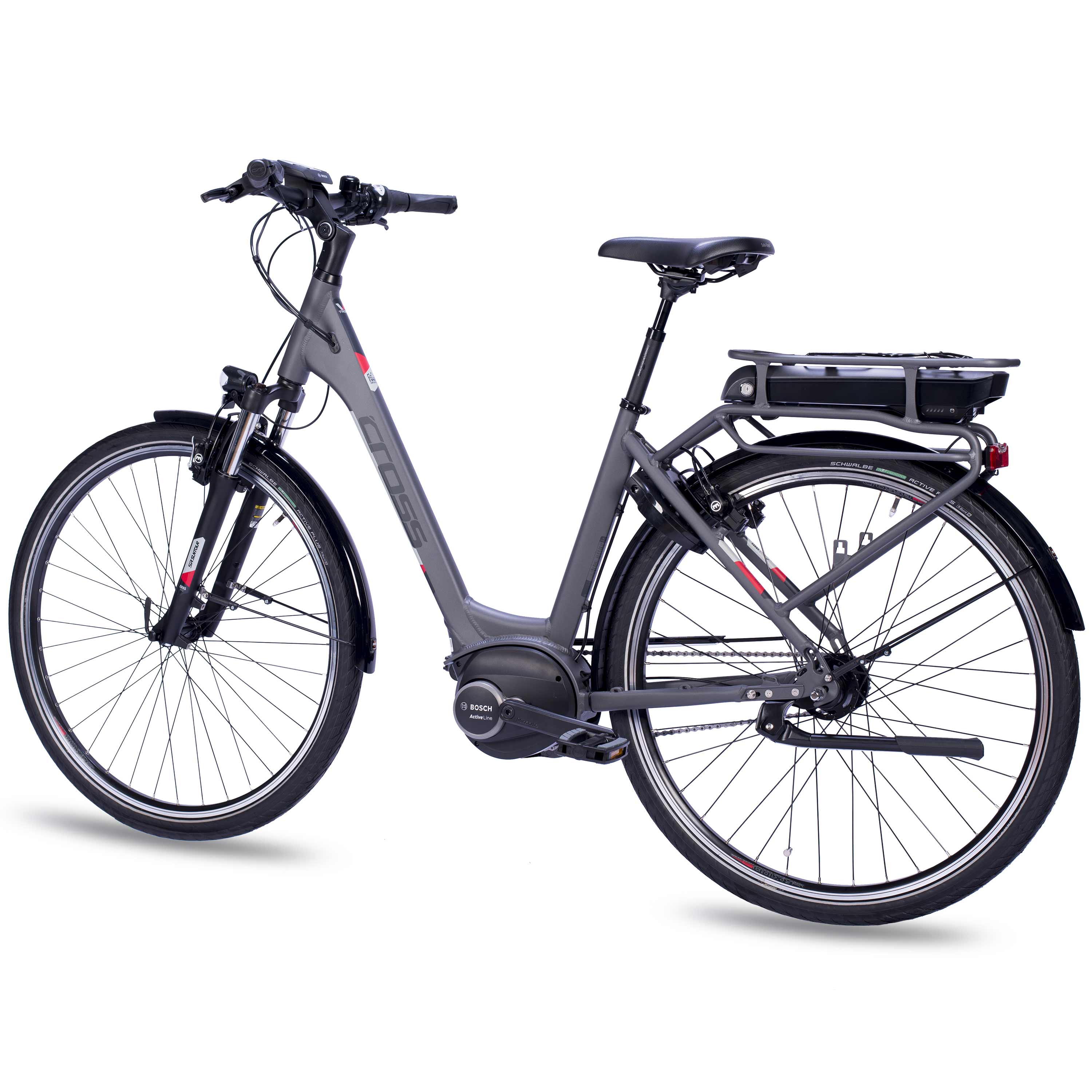 28" Bicicleta eléctrica de ciudad V-Tron RACK BOSCH ACTIVE LINE PLUS 400 Wh 7 velocidades SHIMANO NEXUS freno de contrapedal trasero