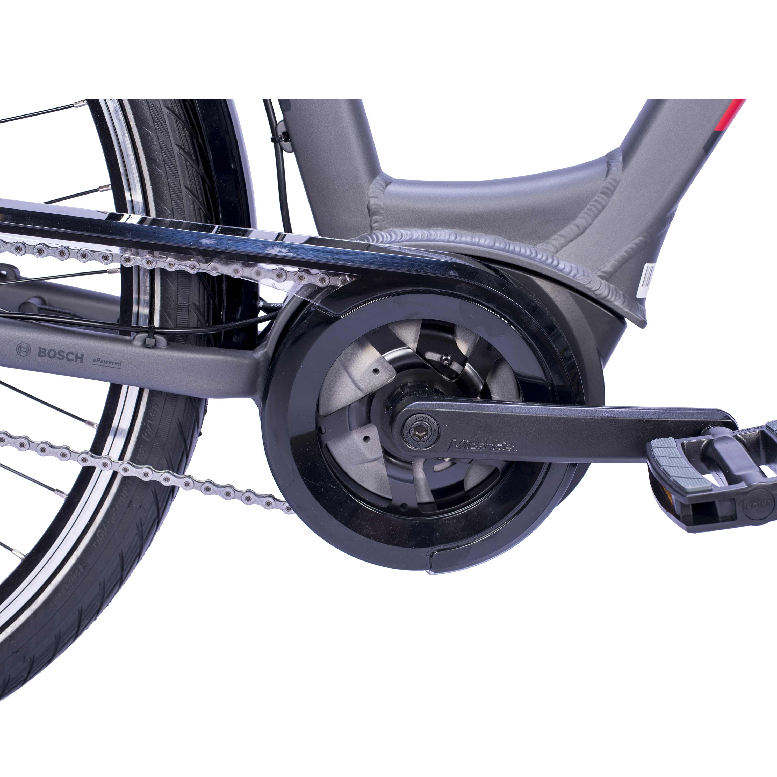 28" Bicicleta eléctrica de ciudad V-Tron RACK BOSCH ACTIVE LINE PLUS 400 Wh 7 velocidades SHIMANO NEXUS freno de contrapedal trasero