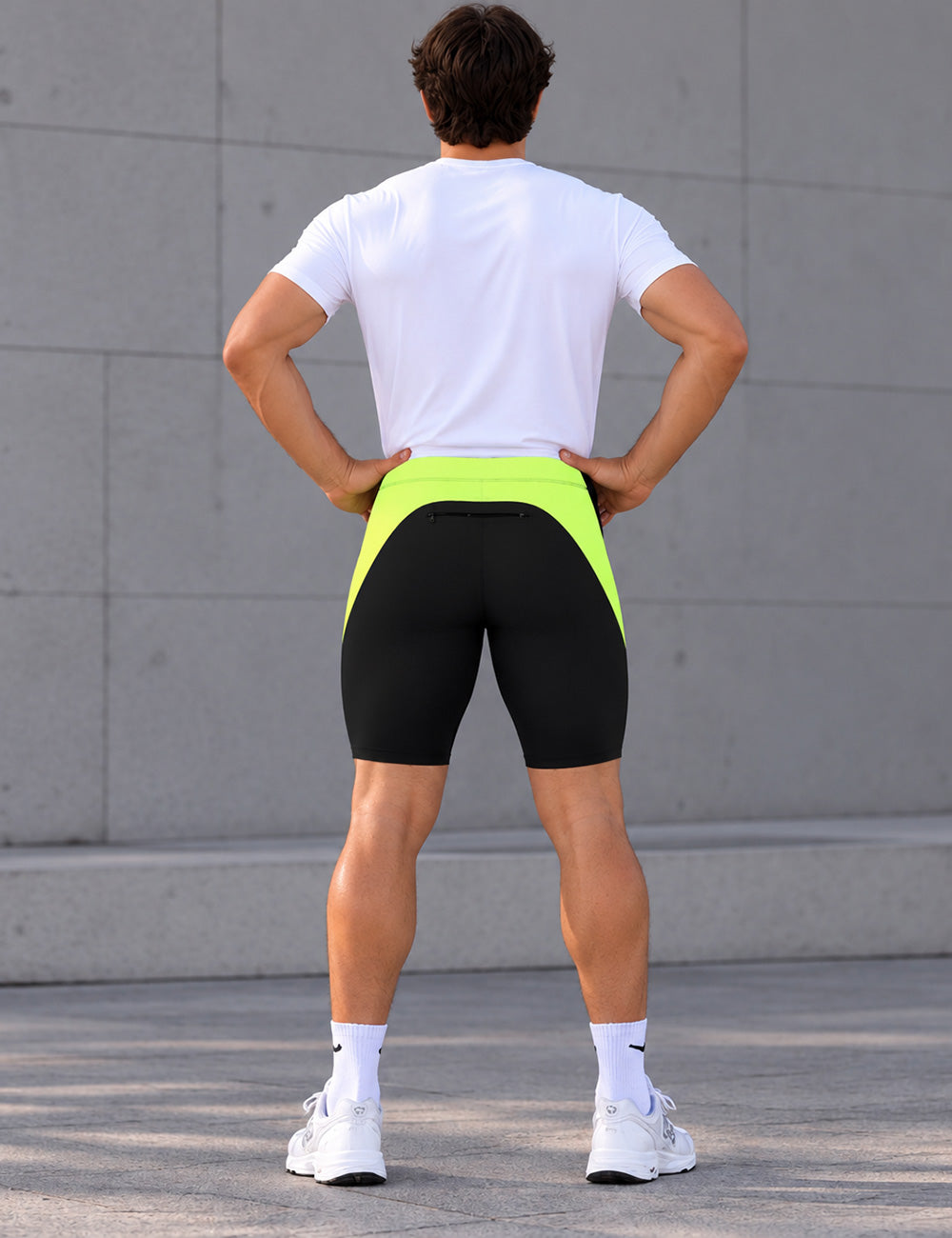 Men's running pants short per black neon