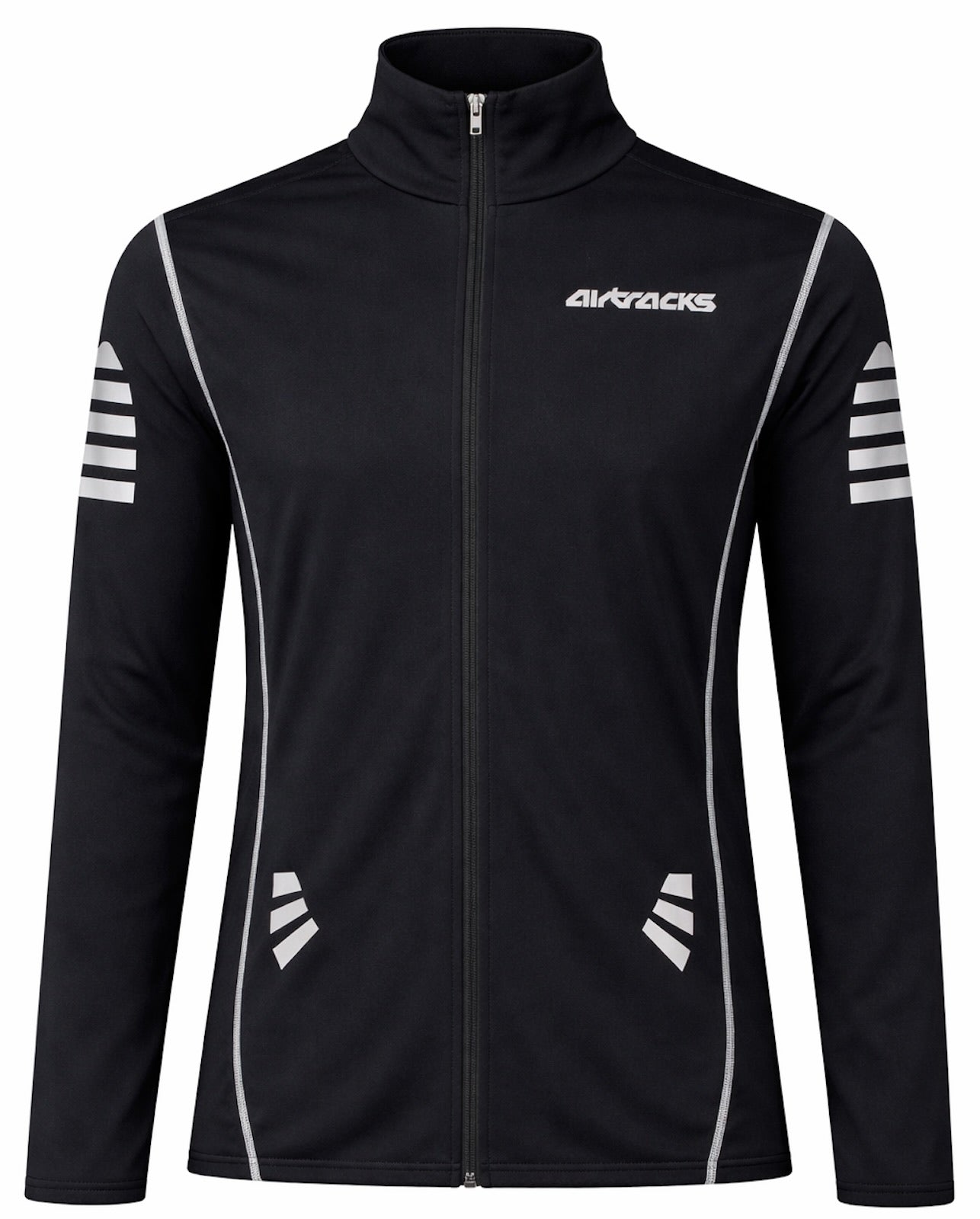 Herren Winter Fahrradtrikot Langarm Pro Fleece Thermotrikot Schwarz-Silber