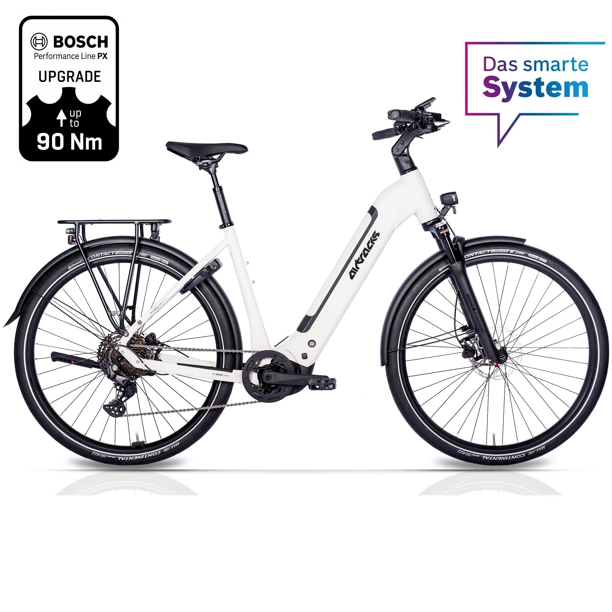 28" Damen E-Bike Trekking Fahrrad LS TERRA TR2 BOSCH Performance Line PX (Smart) POWERTUBE 600Wh 10 Gang SHIMANO DEORE RD-M5130