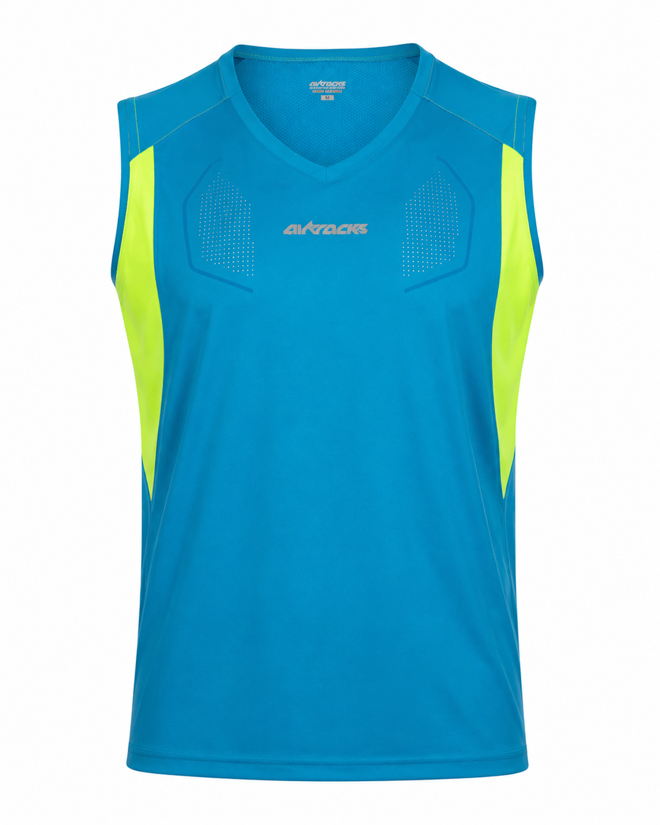 Herren Laufshirt Ärmellos Kurzarm Tank-Top Pro Line Blau-Neon