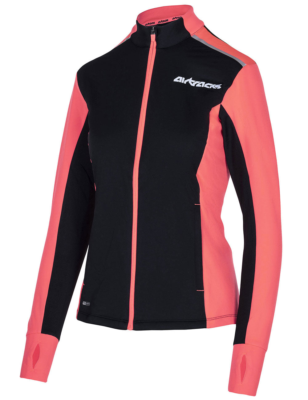 Damen Winter Thermolaufset Pro Line Laufshirt Langarm + Laufhose Lang Schwarz Rot