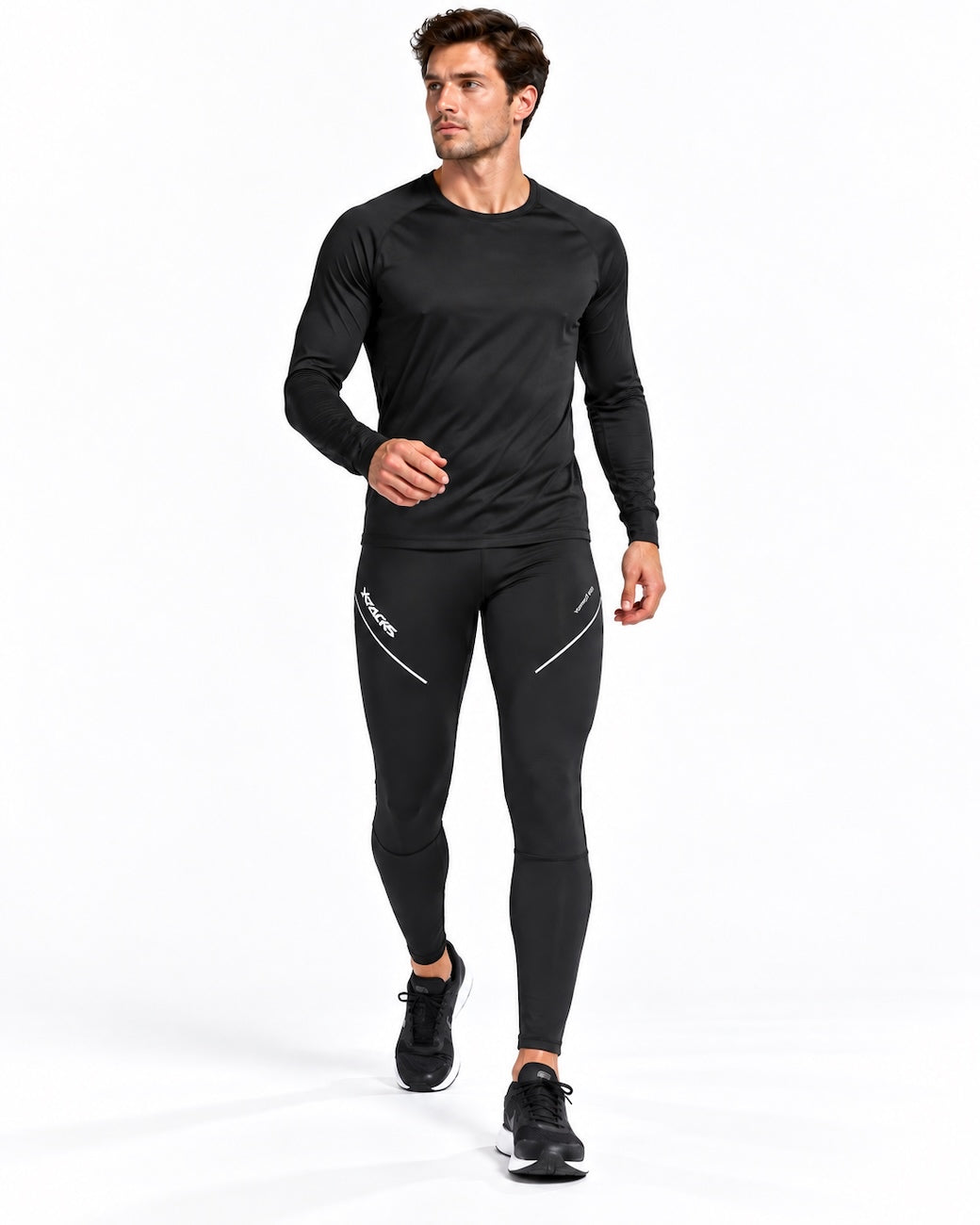 Herren Thermo Winter Laufhose Lang Pro Line Schwarz