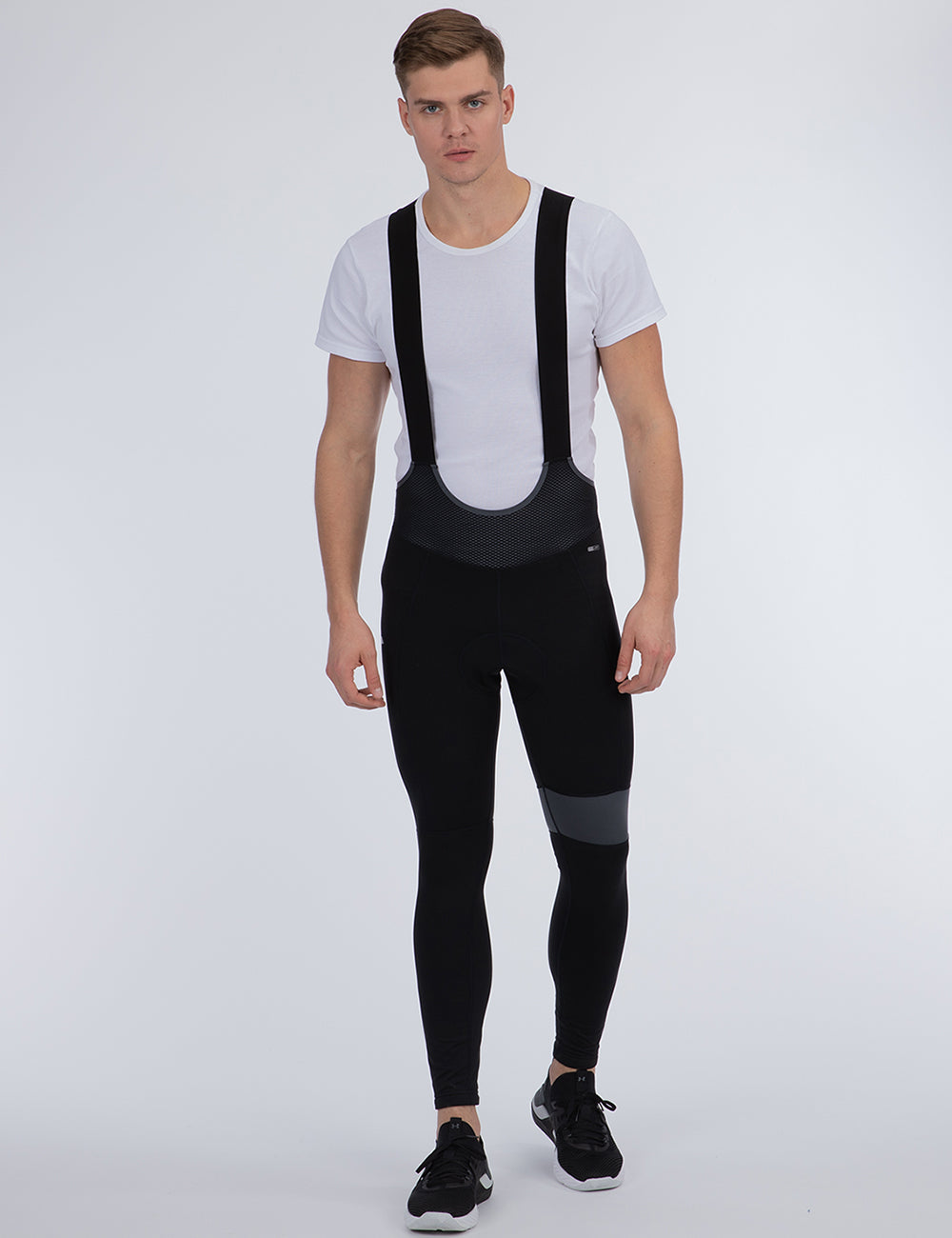 Herren Thermoradtrikot Set (2-tlg.) Pro Team Fahrradtrikot Langarm+Trägerhose Lang Schwarz Grau