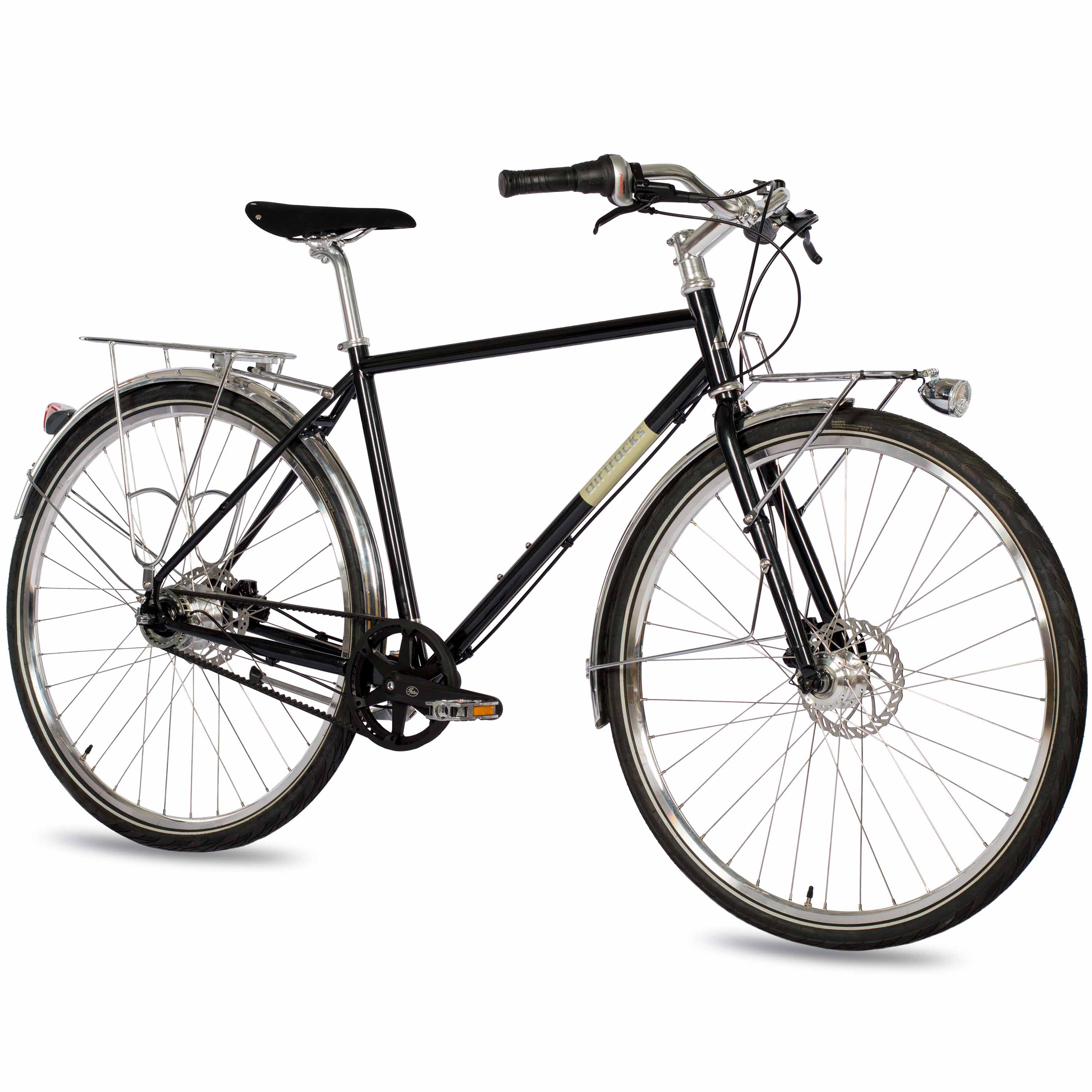 28" Herren Urban Bike City Fahrrad STREET CrMo GATES CARBON DRIVE BELT Shimano 7 x Gang NEXUS Schwarz