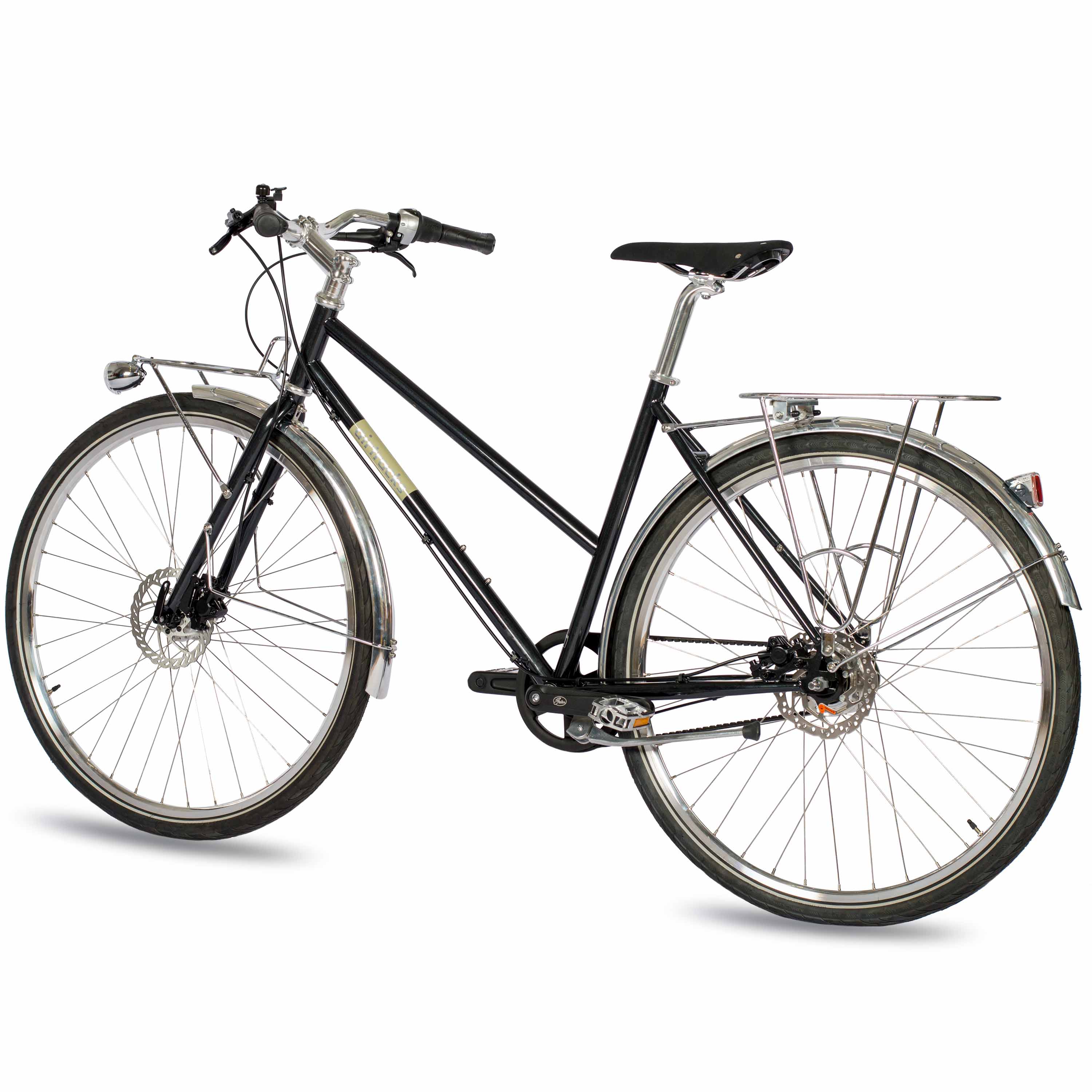 28" Damen Urban Bike City Fahrrad STREET CrMo GATES CARBON DRIVE BELT Shimano 7 x Gang NEXUS Schwarz