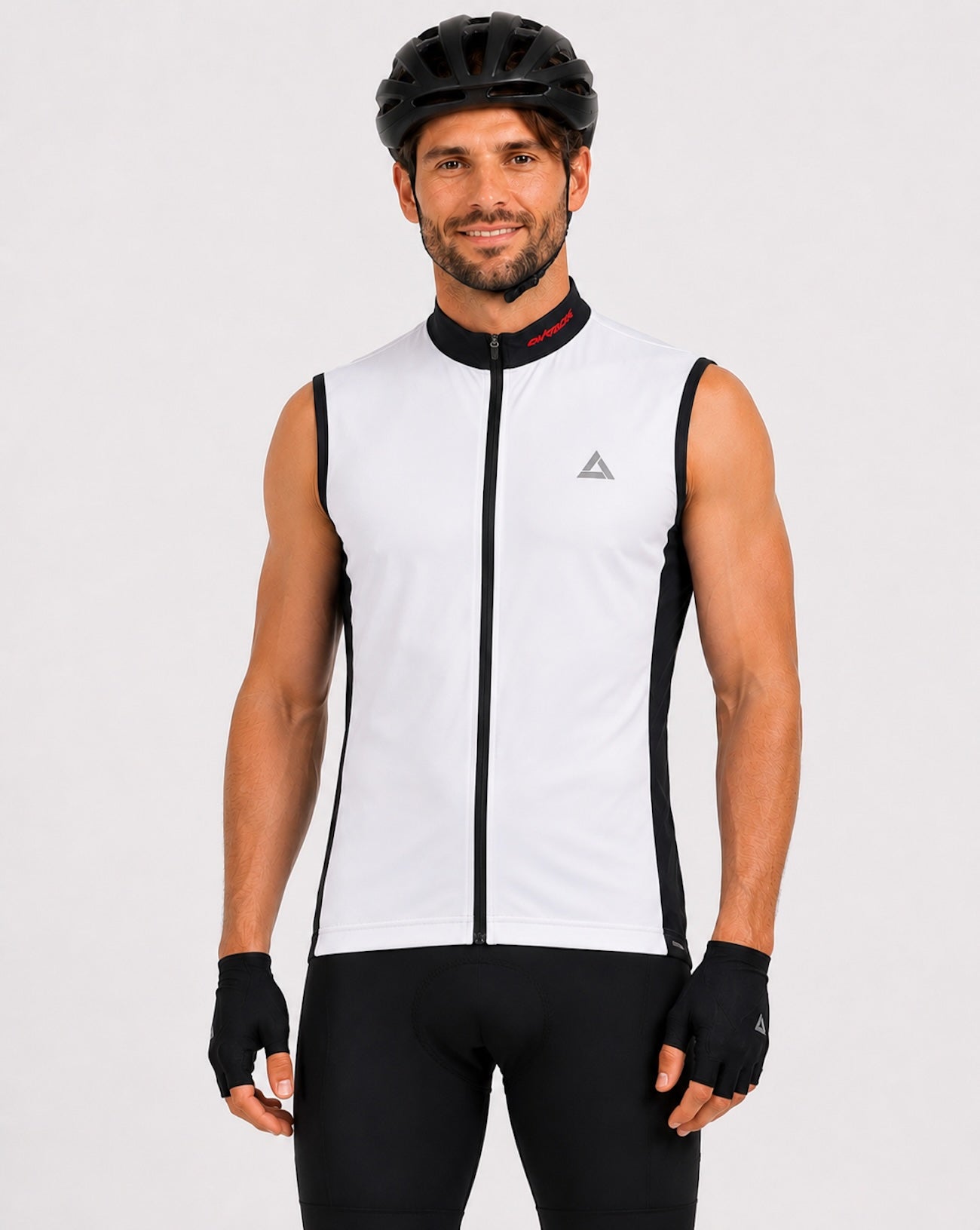 Herren Fahrradtrikot Kurzarm Radtrikot Ärmellos Comfort Line Weiss Schwarz