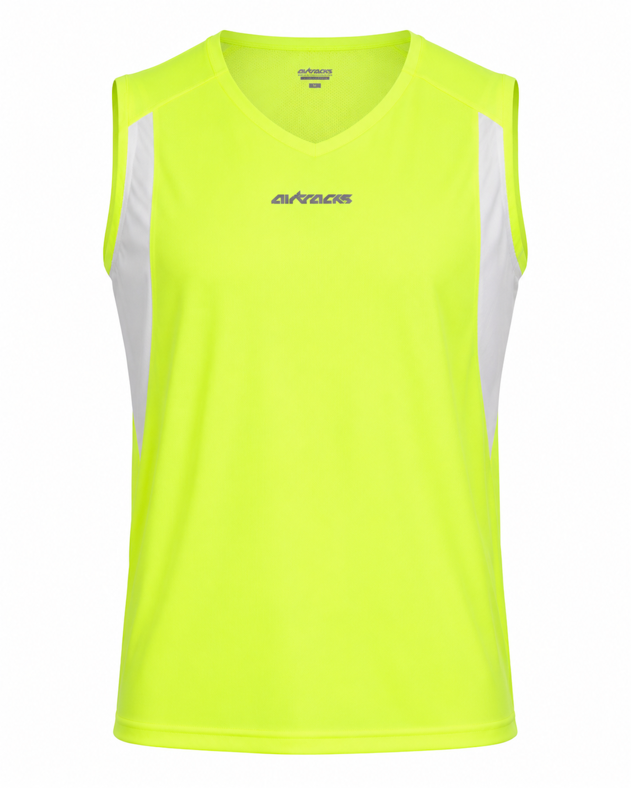 Herren Laufshirt Ärmellos Kurzarm Tank-Top Pro Line Neon-Weiss