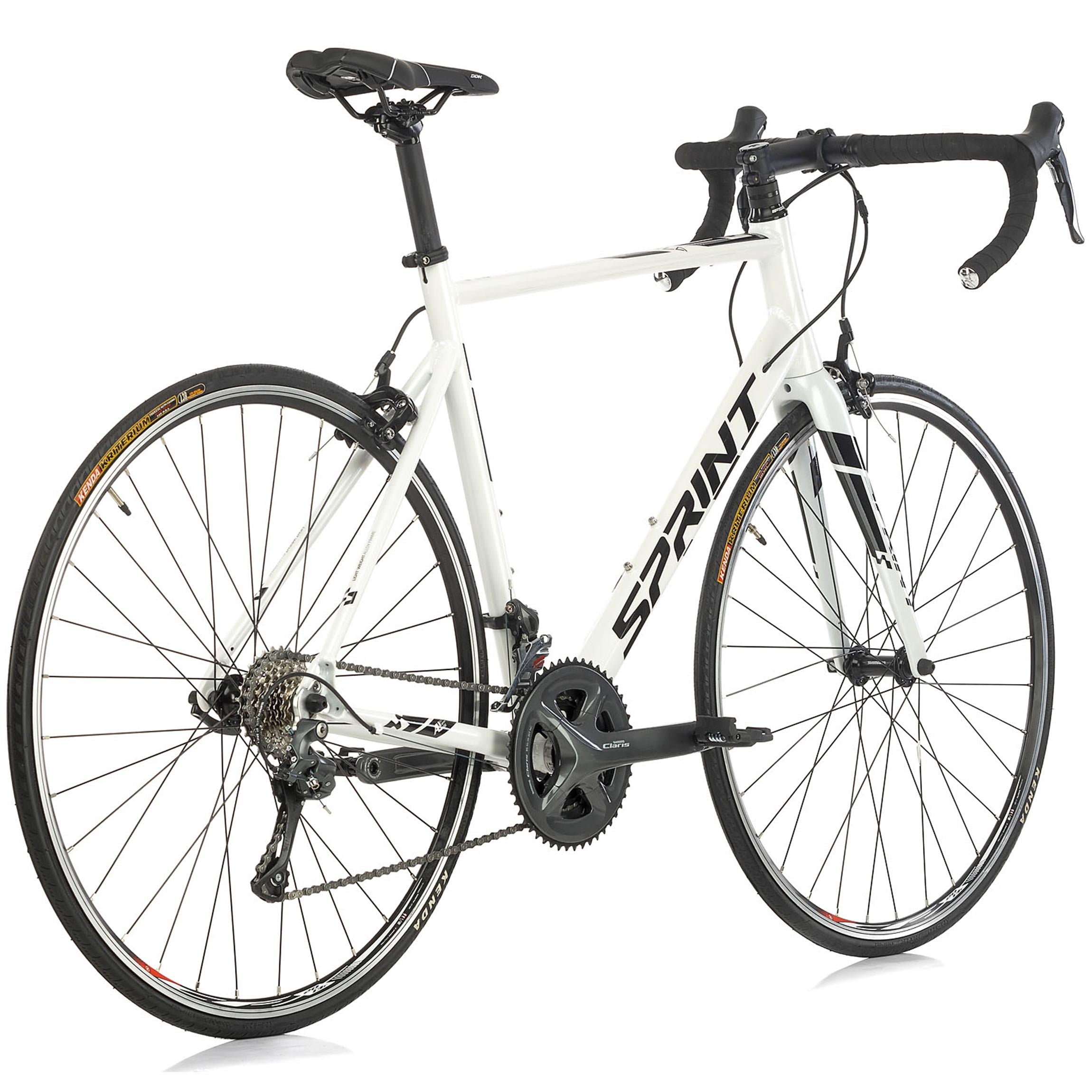 28"Bicicletta da corsa uomo  SPRINT MONZA RACE con forcella in carbonio, cambio Shimano Claris RD-R2000 2 x 8 velocità, bianco/nero