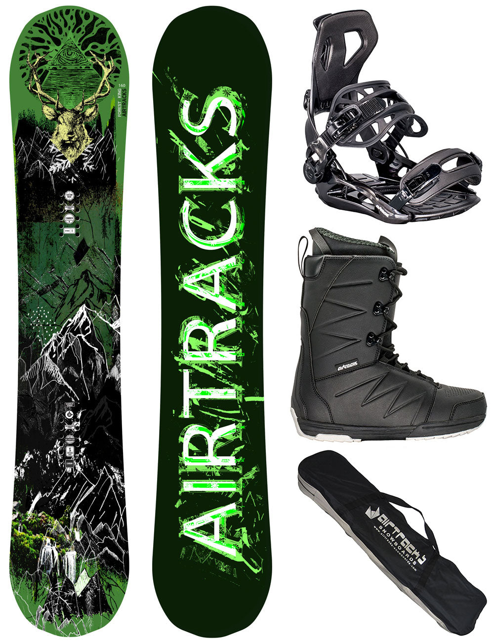 Herren Snowboard Set Forest King Carbon + Bindung Master ME + Boots Star + SB Bag