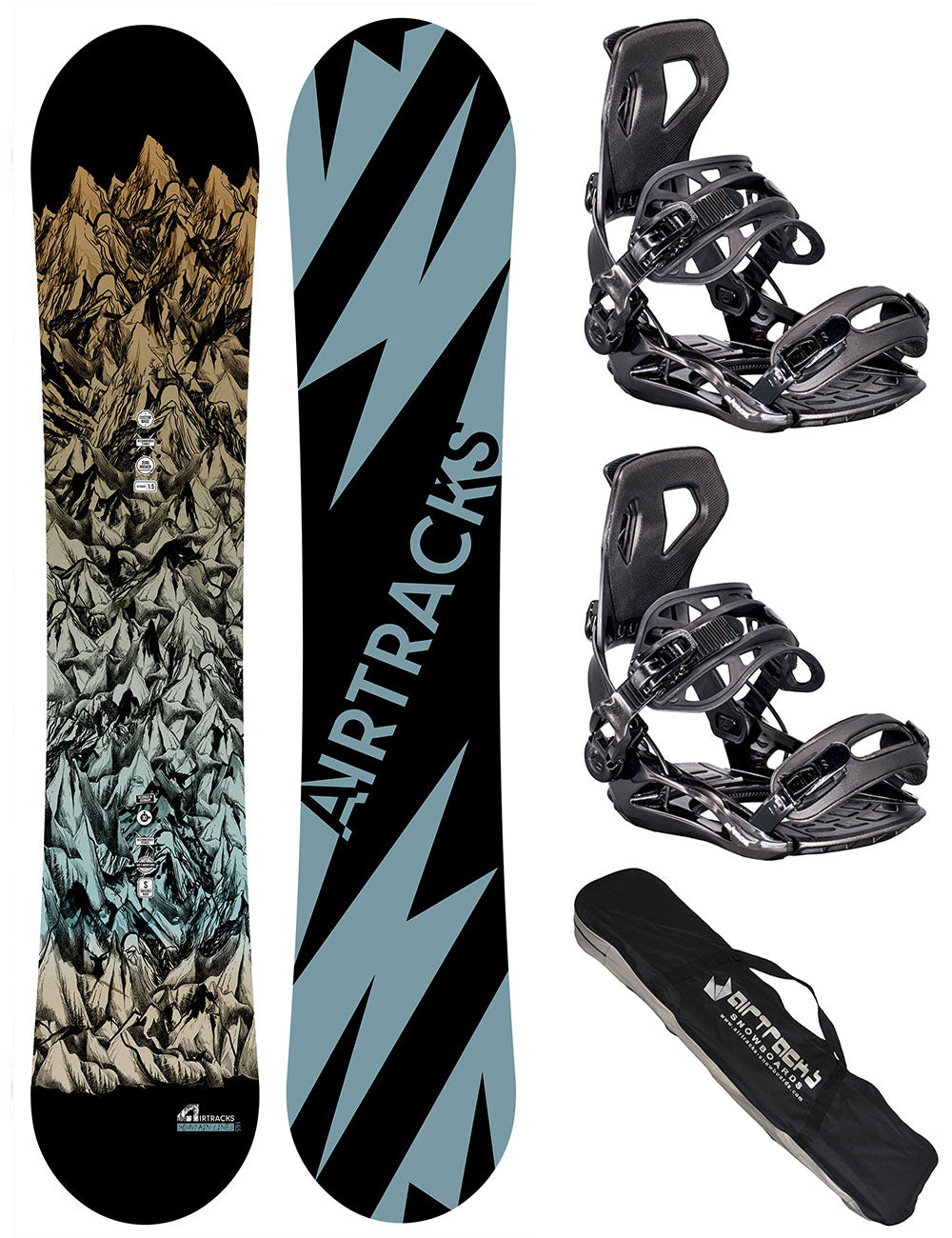 Herren Snowboard Set Mountain Lines + Bindung Master ME + SB Bag