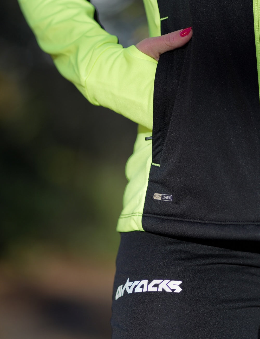Damen Thermolaufset Pro Line Laufshirt Langarm + Laufhose Lang Schwarz Neon
