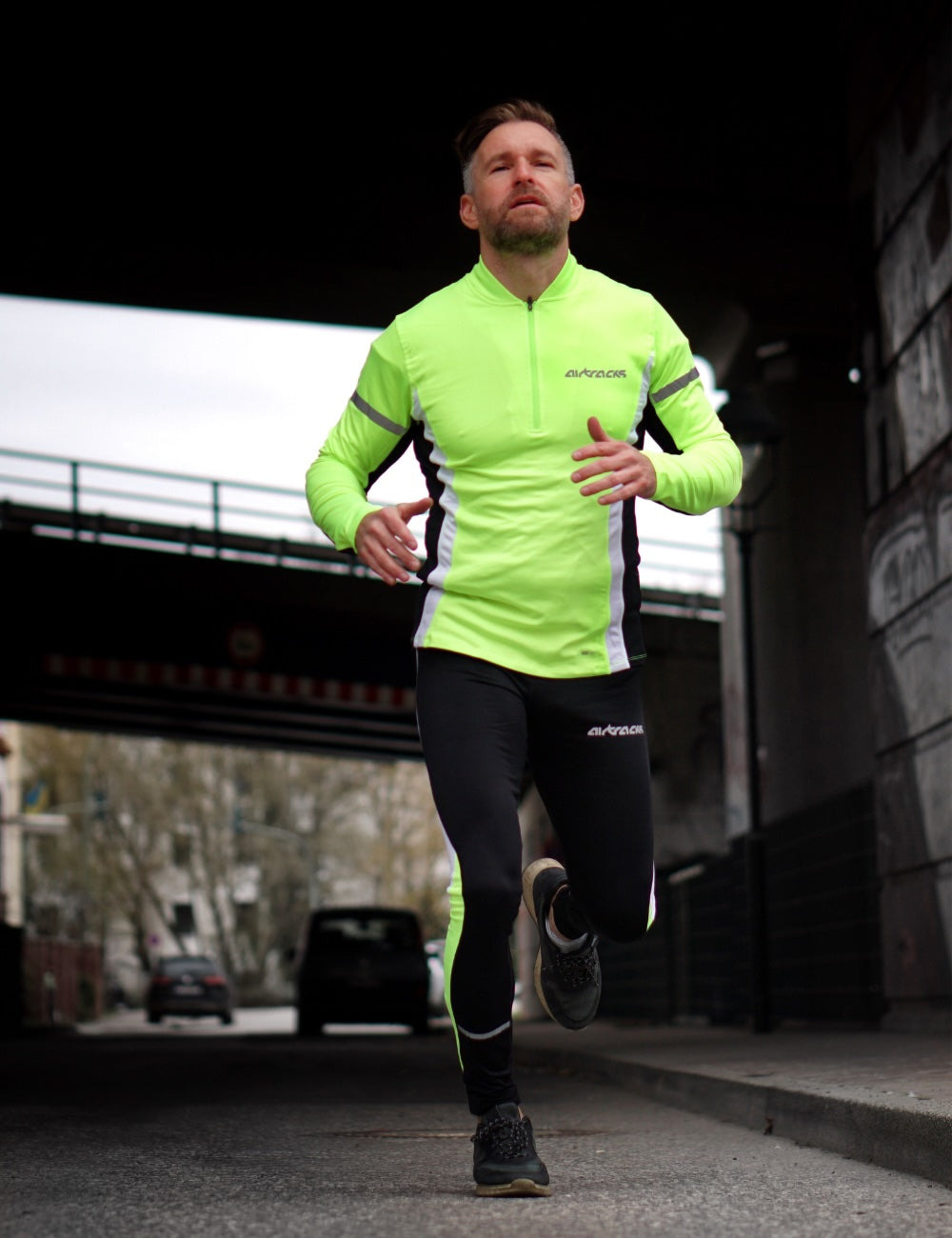 Herren Winter Laufset Thermo Laufshirt Langarm + Thermo Laufhose Tight