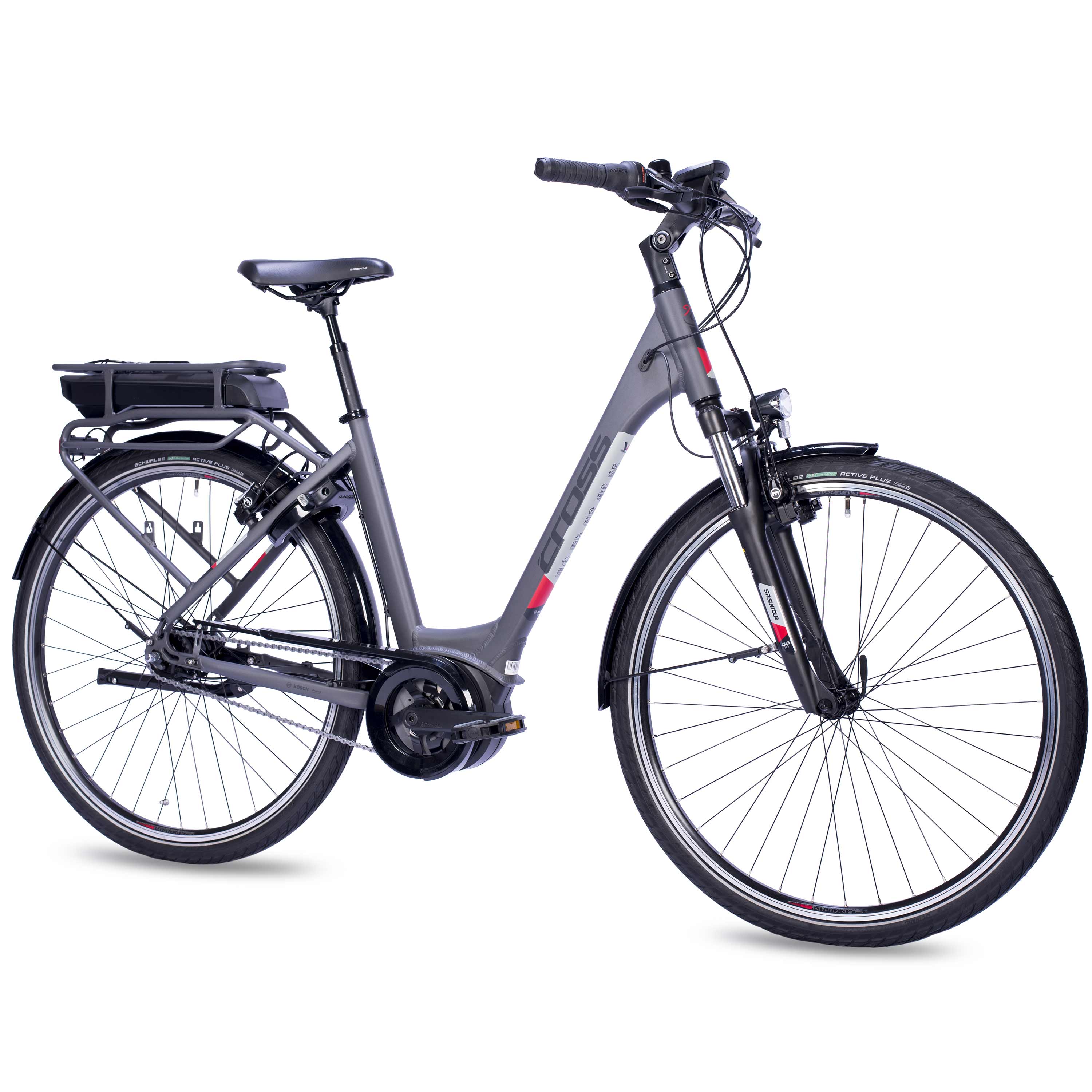 28" E-Bike City Fahrrad V-Tron RACK BOSCH ACTIVE LINE 400 Wh 7 GANG SHIMANO NEXUS RÜCKTRITTBREMSE Schwarz
