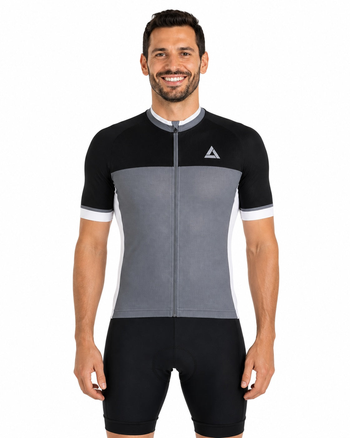 Herren Fahrradtrikot Kurzarm Radtrikot Pro T II Grau-Schwarz