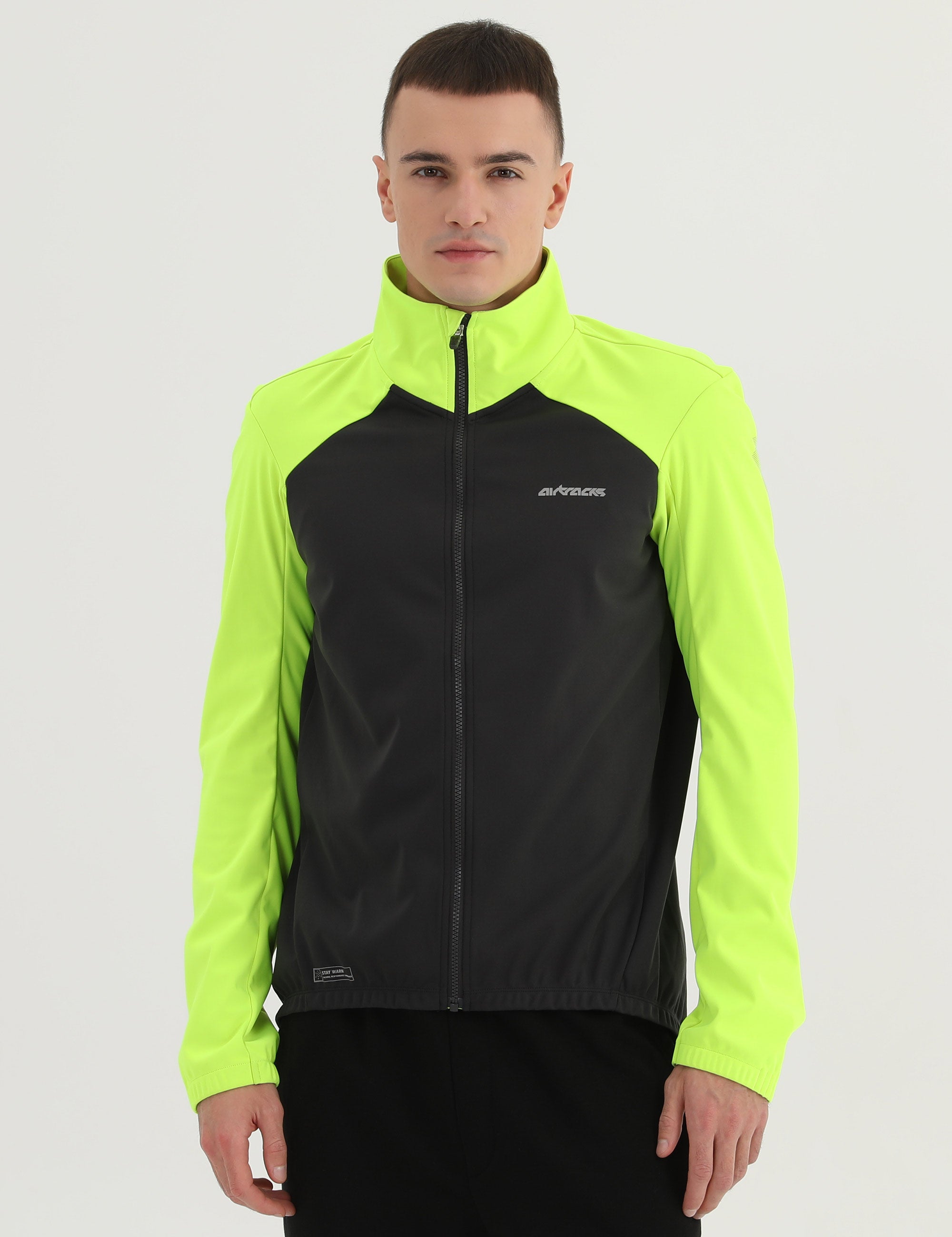 Veste d'hiver homme pour vélo Softshell Thermique Ligne Advance Gris-Néon