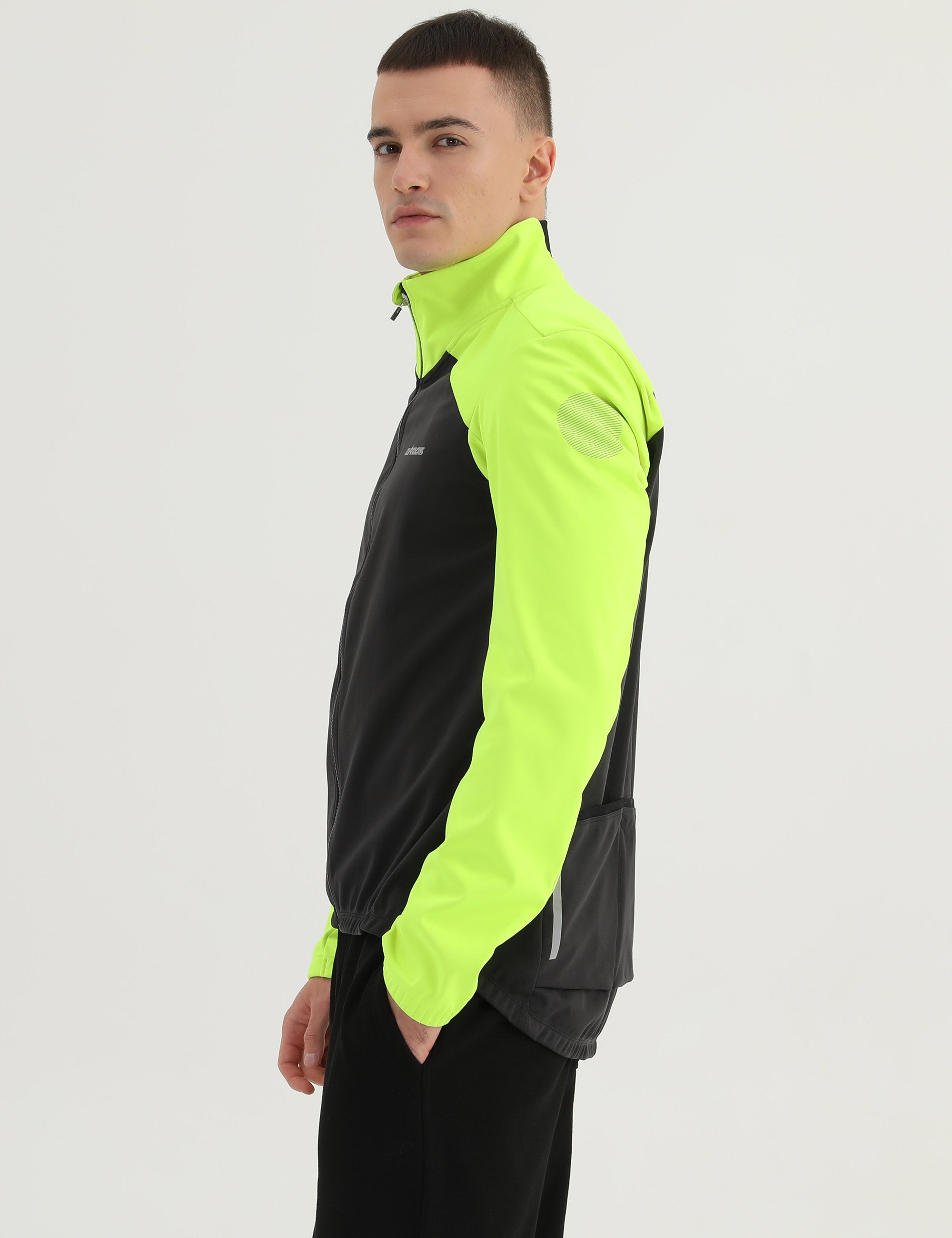 Veste d'hiver homme pour vélo Softshell Thermique Ligne Advance Gris-Néon