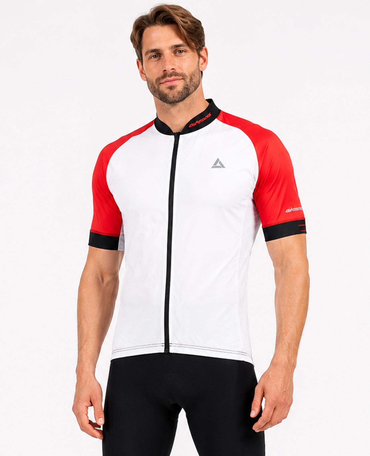 Herren Fahrradtrikot Kurzarm Radtrikot Pro Line Weiss Rot Schwarz