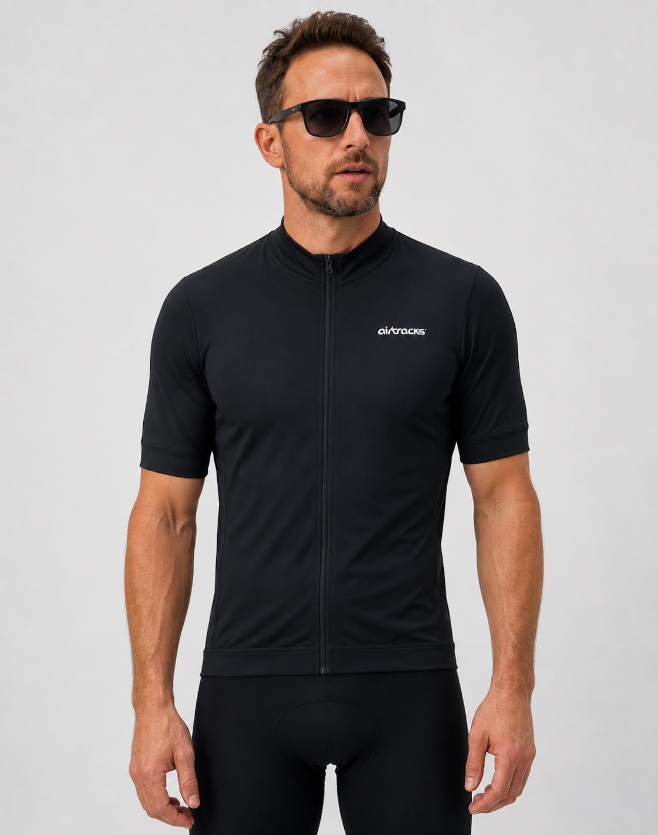 Herren Fahrradtrikot Kurzarm Radtrikot Air Tech II Schwarz