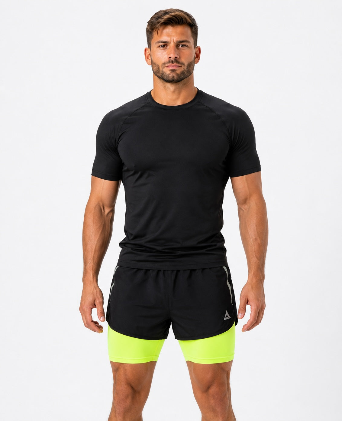 Herren Funktions Laufshorts Pro Line Schwarz-Neon