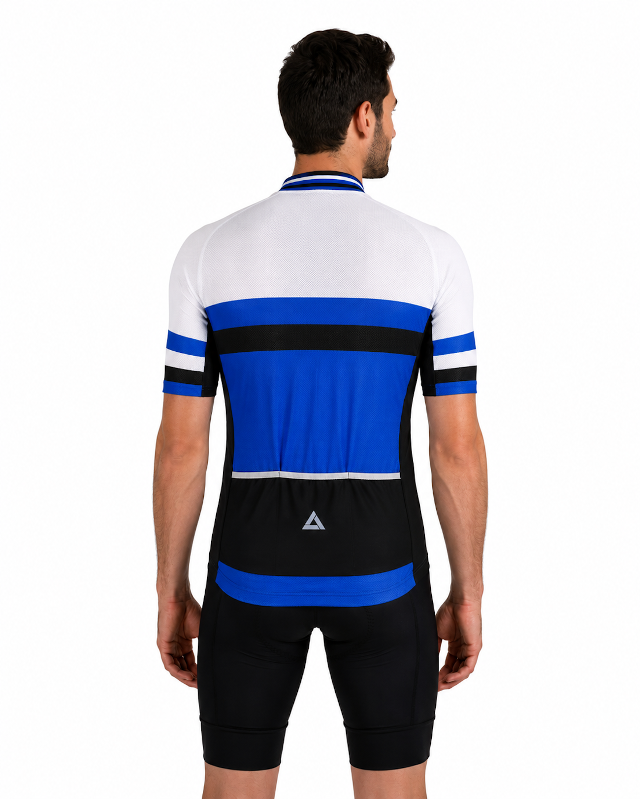 Herren Fahrradtrikot Kurzarm Pro Line III Blau-Weiss