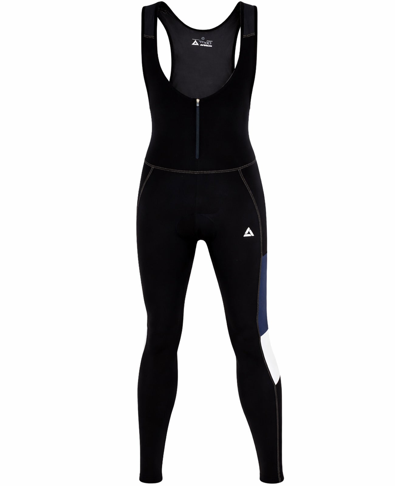 Herren Winter Fahrradhose Lang mit Trägern Pro Line - Fleece Thermoradhose Schwarz-Blau